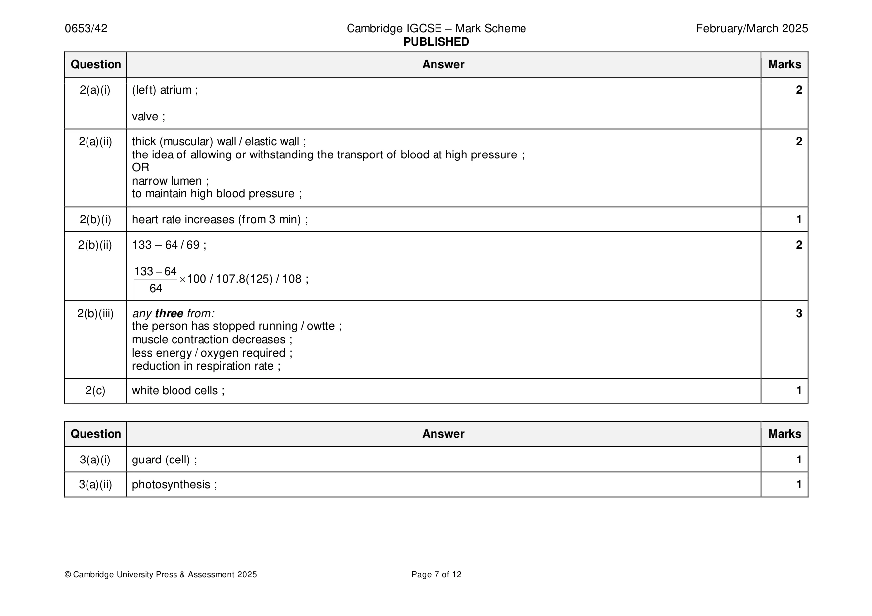 Mark scheme, page 7 of 12