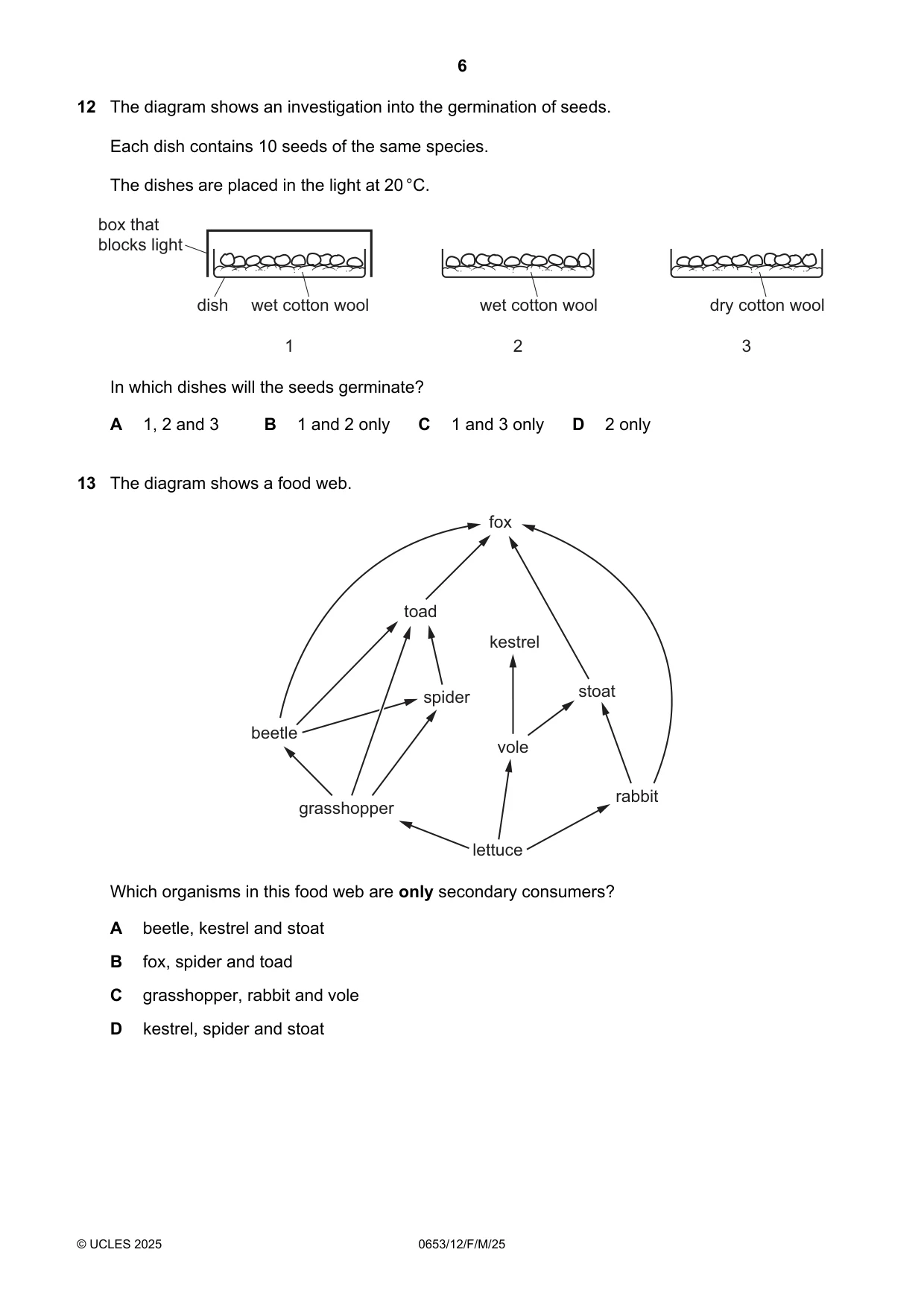 Cambridge IGCSE Science - Combined 0653 2025 Feb/March Paper 1 · Variant 2 question paper, page 6 of 16