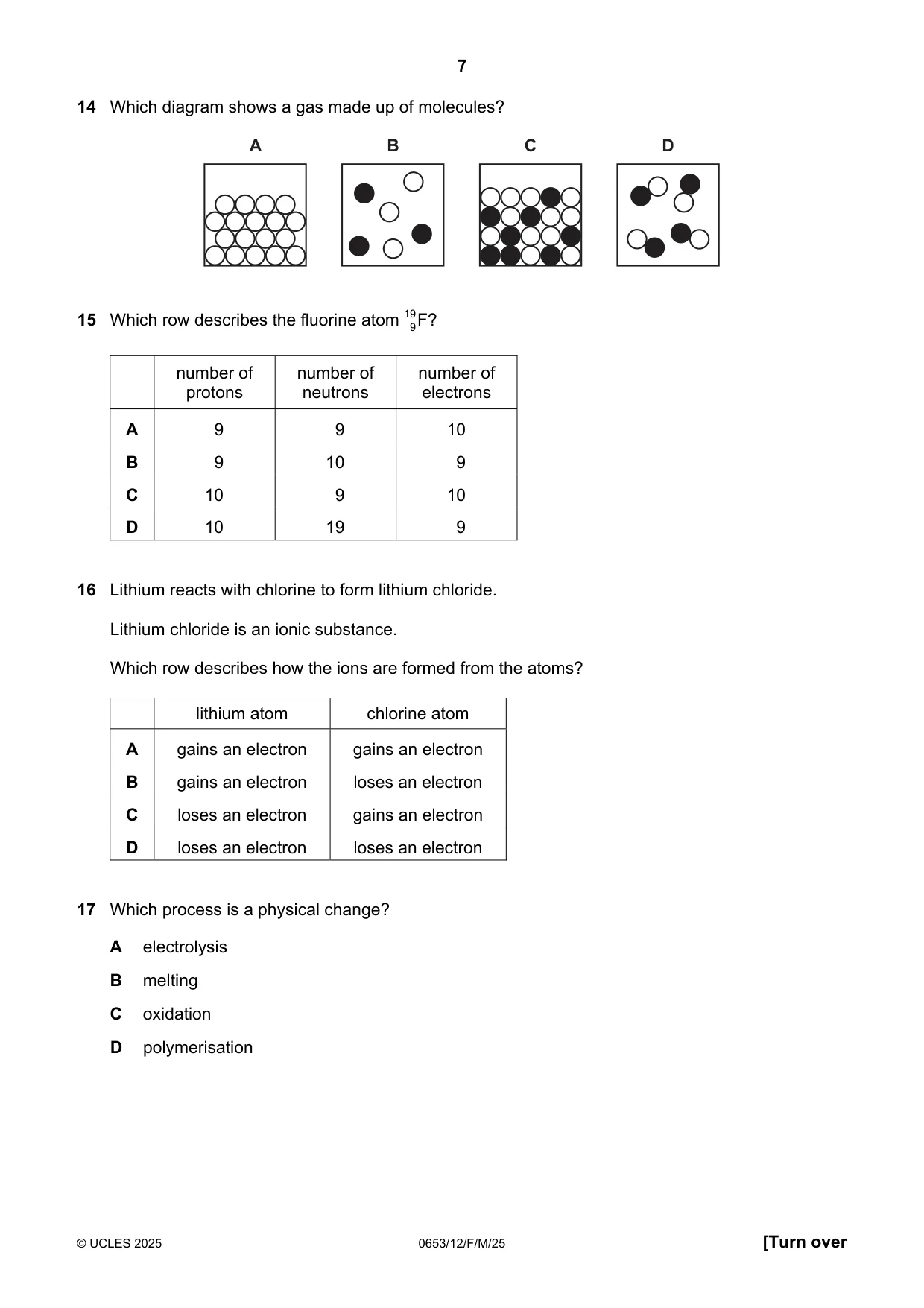 Cambridge IGCSE Science - Combined 0653 2025 Feb/March Paper 1 · Variant 2 question paper, page 7 of 16
