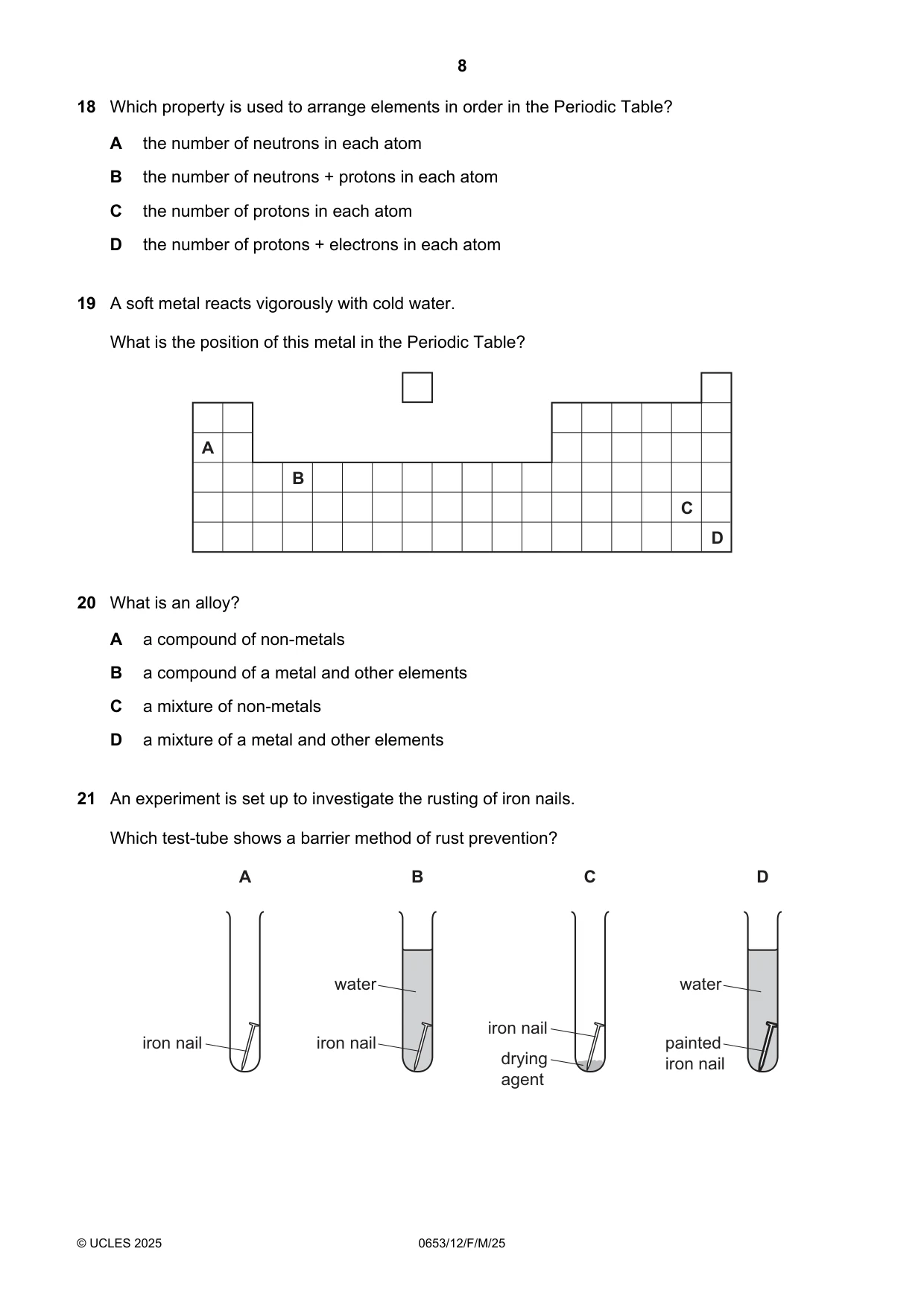 Cambridge IGCSE Science - Combined 0653 2025 Feb/March Paper 1 · Variant 2 question paper, page 8 of 16