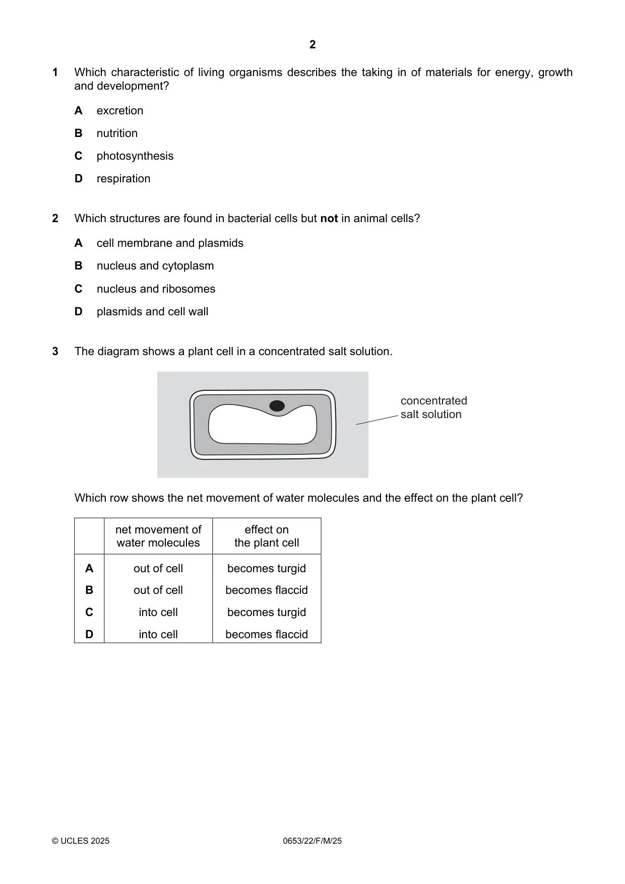 Cambridge IGCSE Science - Combined 0653 2025 Feb/March Paper 2 · Variant 2 question paper, page 2 of 16