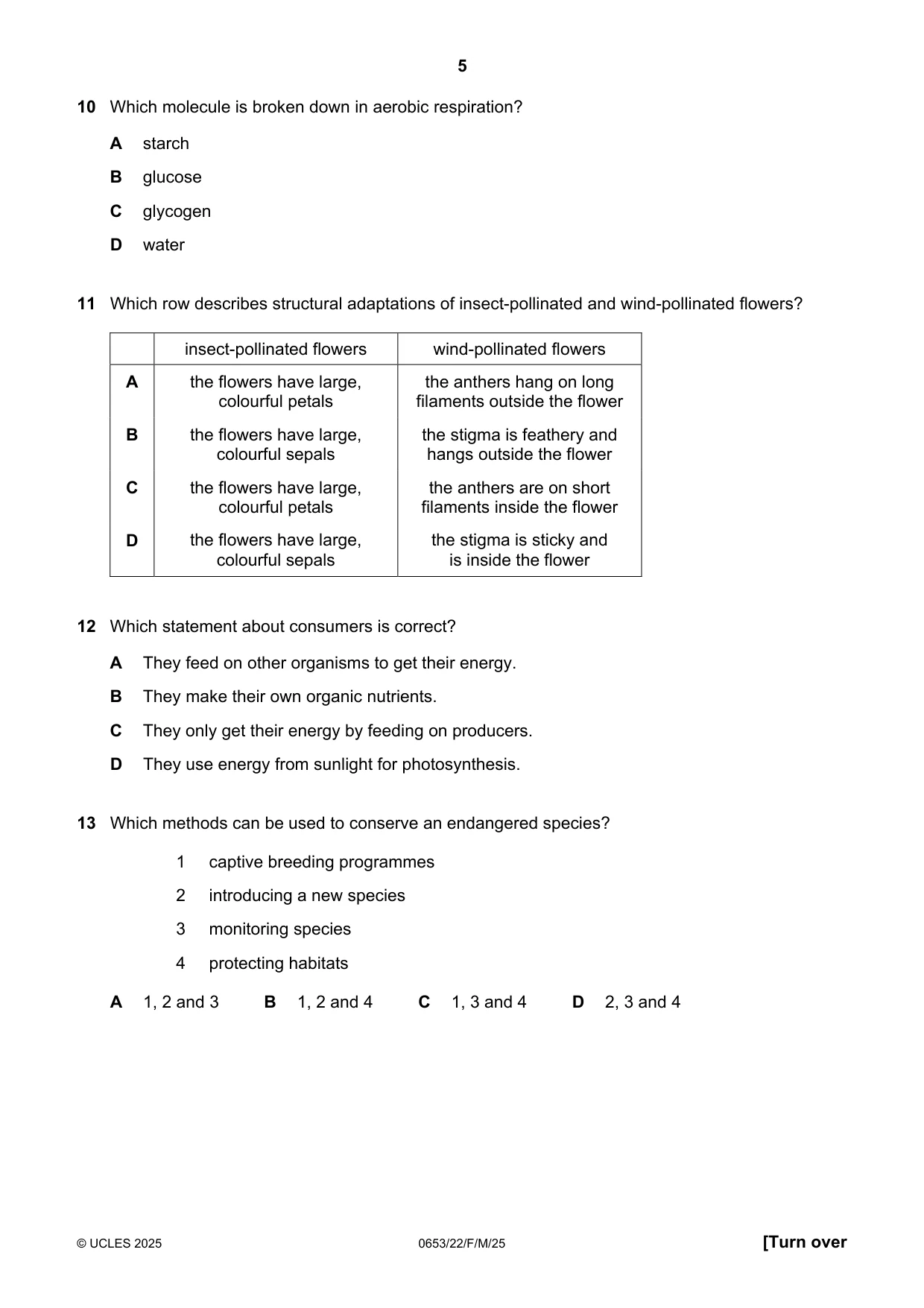 Cambridge IGCSE Science - Combined 0653 2025 Feb/March Paper 2 · Variant 2 question paper, page 5 of 16