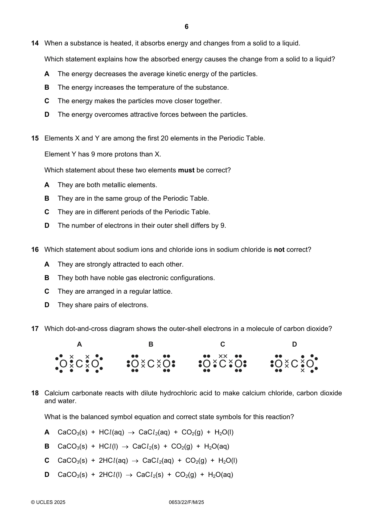 Cambridge IGCSE Science - Combined 0653 2025 Feb/March Paper 2 · Variant 2 question paper, page 6 of 16