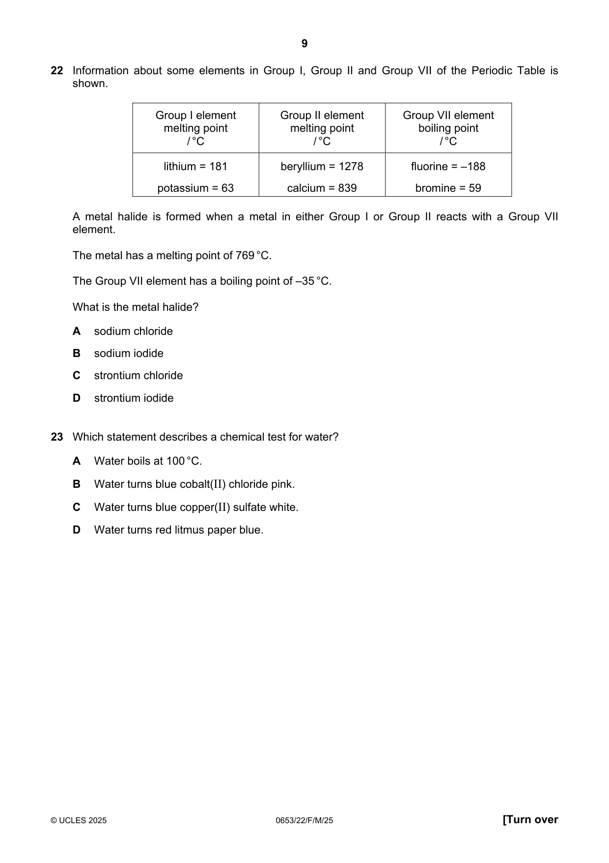 Cambridge IGCSE Science - Combined 0653 2025 Feb/March Paper 2 · Variant 2 question paper, page 9 of 16