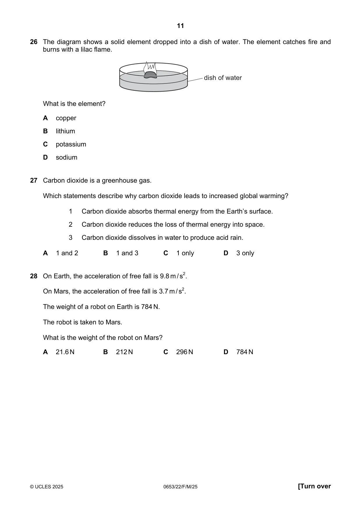 Cambridge IGCSE Science - Combined 0653 2025 Feb/March Paper 2 · Variant 2 question paper, page 11 of 16