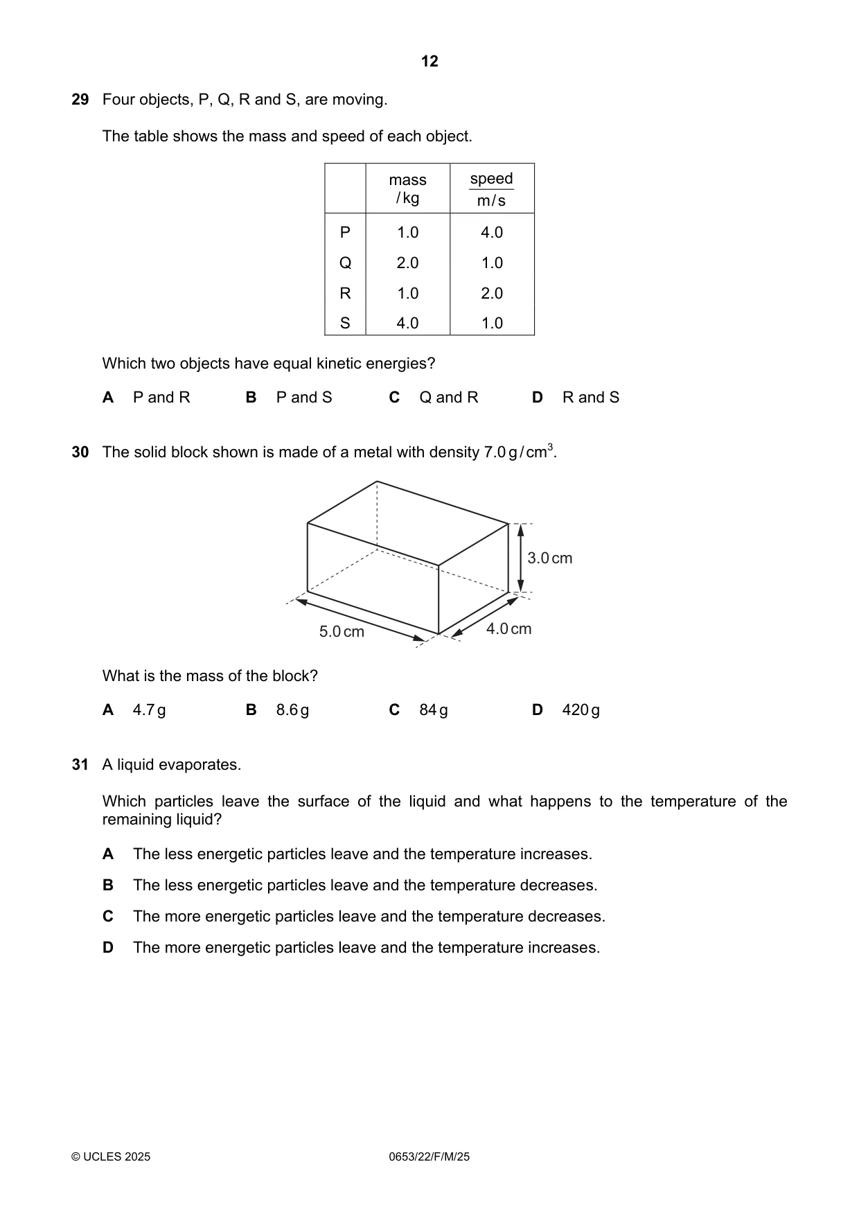Cambridge IGCSE Science - Combined 0653 2025 Feb/March Paper 2 · Variant 2 question paper, page 12 of 16