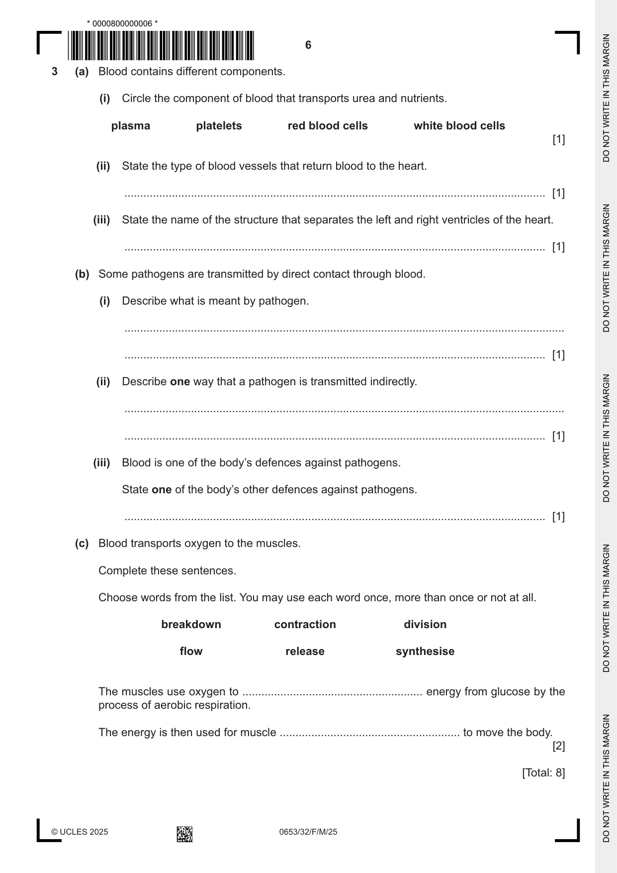 Cambridge IGCSE Science - Combined 0653 2025 Feb/March Paper 3 · Variant 2 question paper, page 6 of 20