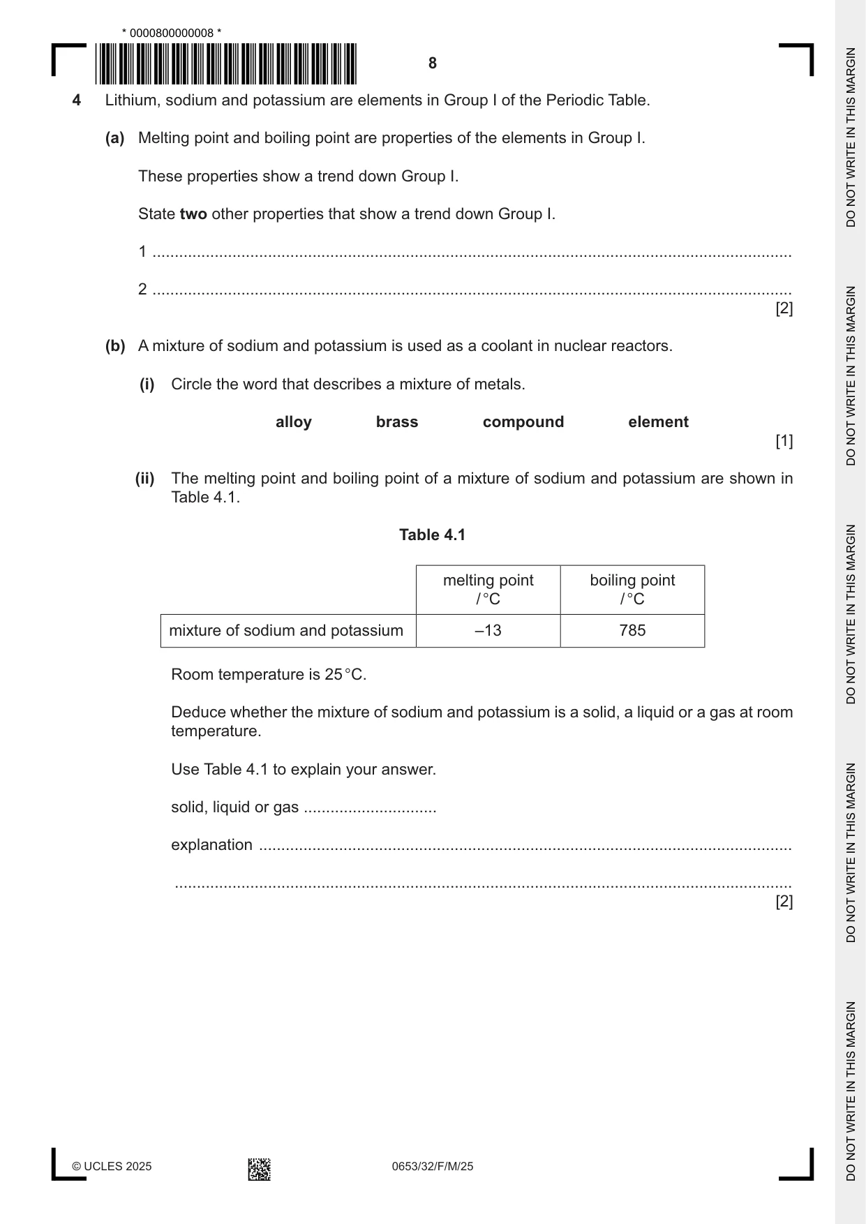 Cambridge IGCSE Science - Combined 0653 2025 Feb/March Paper 3 · Variant 2 question paper, page 8 of 20
