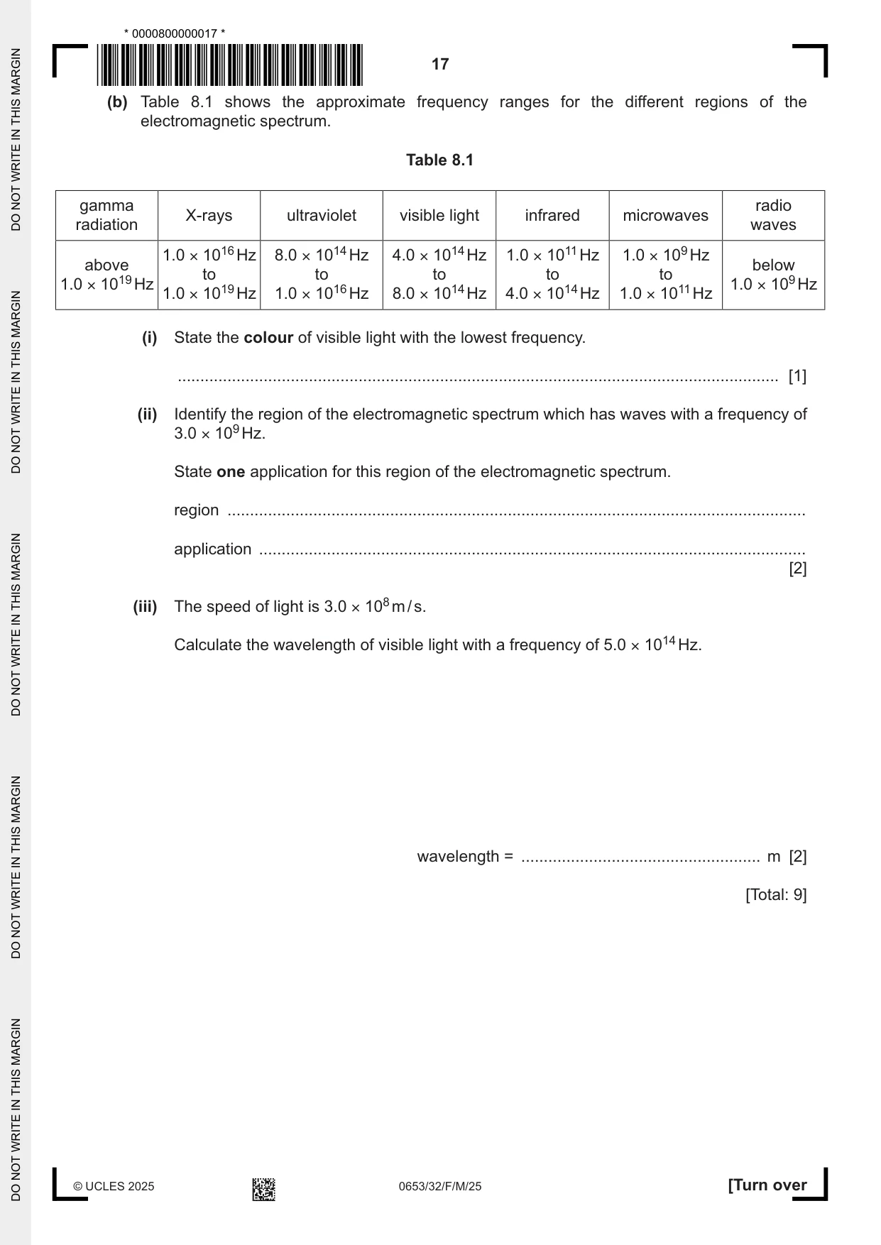 Cambridge IGCSE Science - Combined 0653 2025 Feb/March Paper 3 · Variant 2 question paper, page 17 of 20