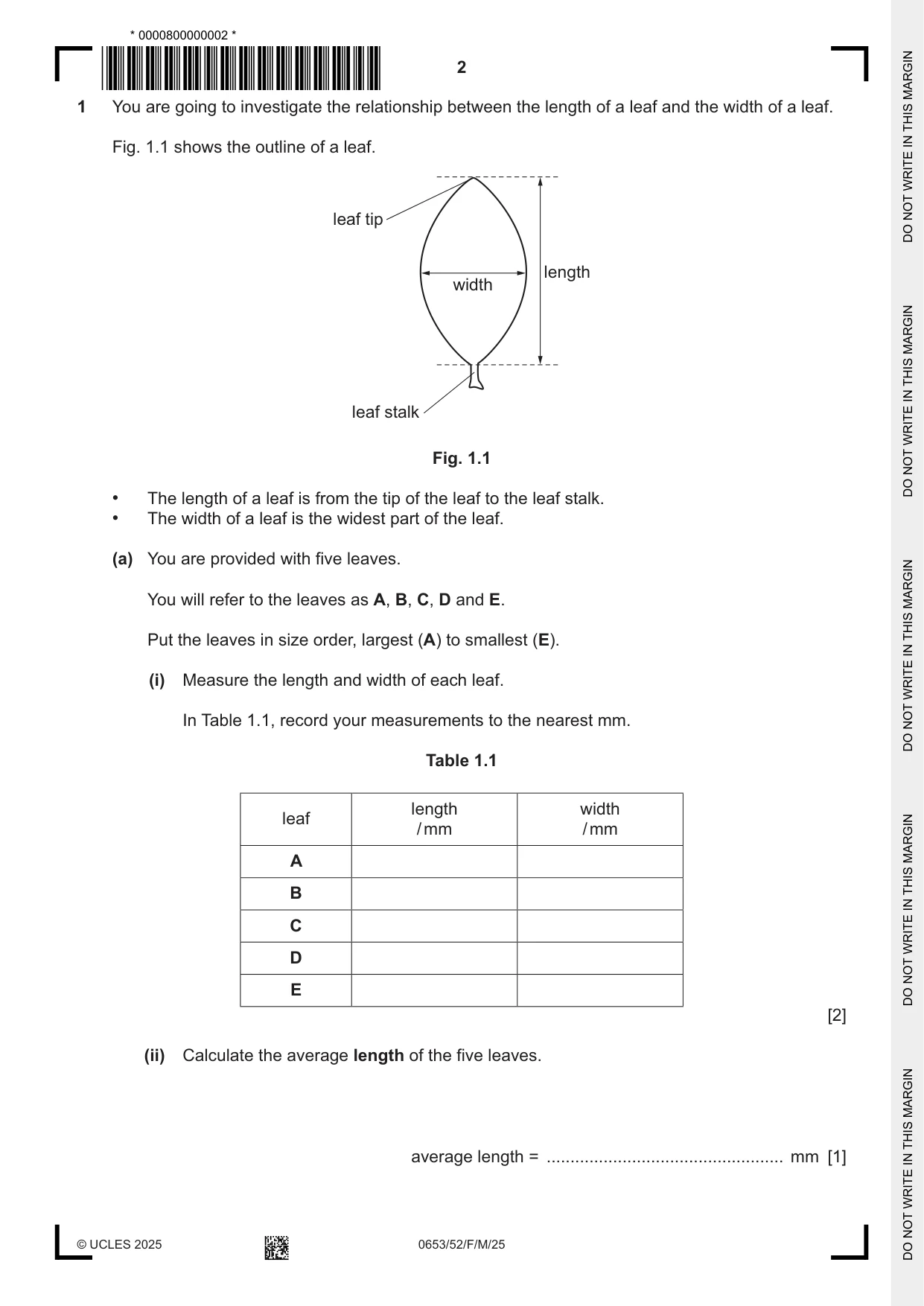 Cambridge IGCSE Science - Combined 0653 2025 Feb/March Paper 5 · Variant 2 question paper, page 2 of 16