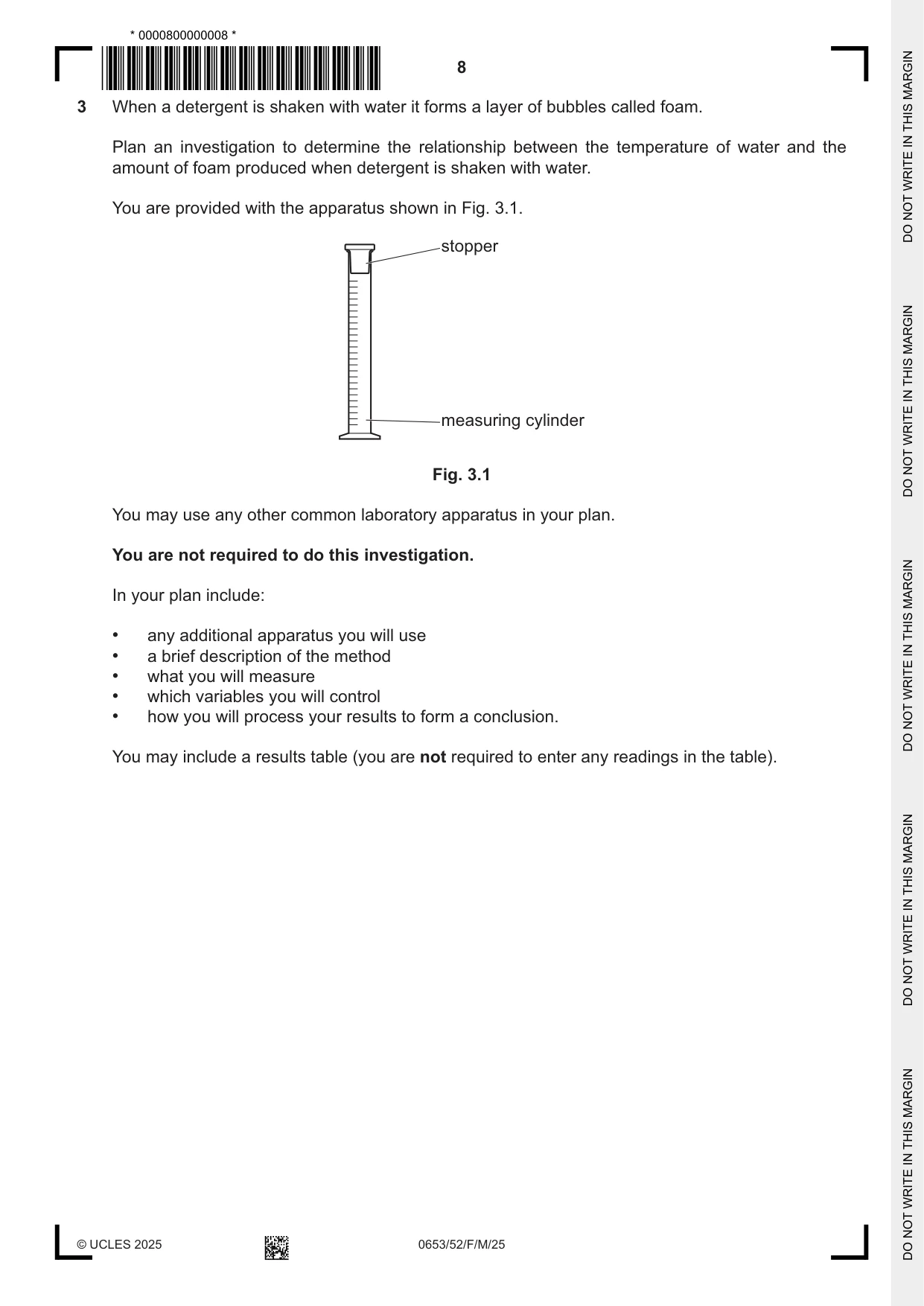 Cambridge IGCSE Science - Combined 0653 2025 Feb/March Paper 5 · Variant 2 question paper, page 8 of 16