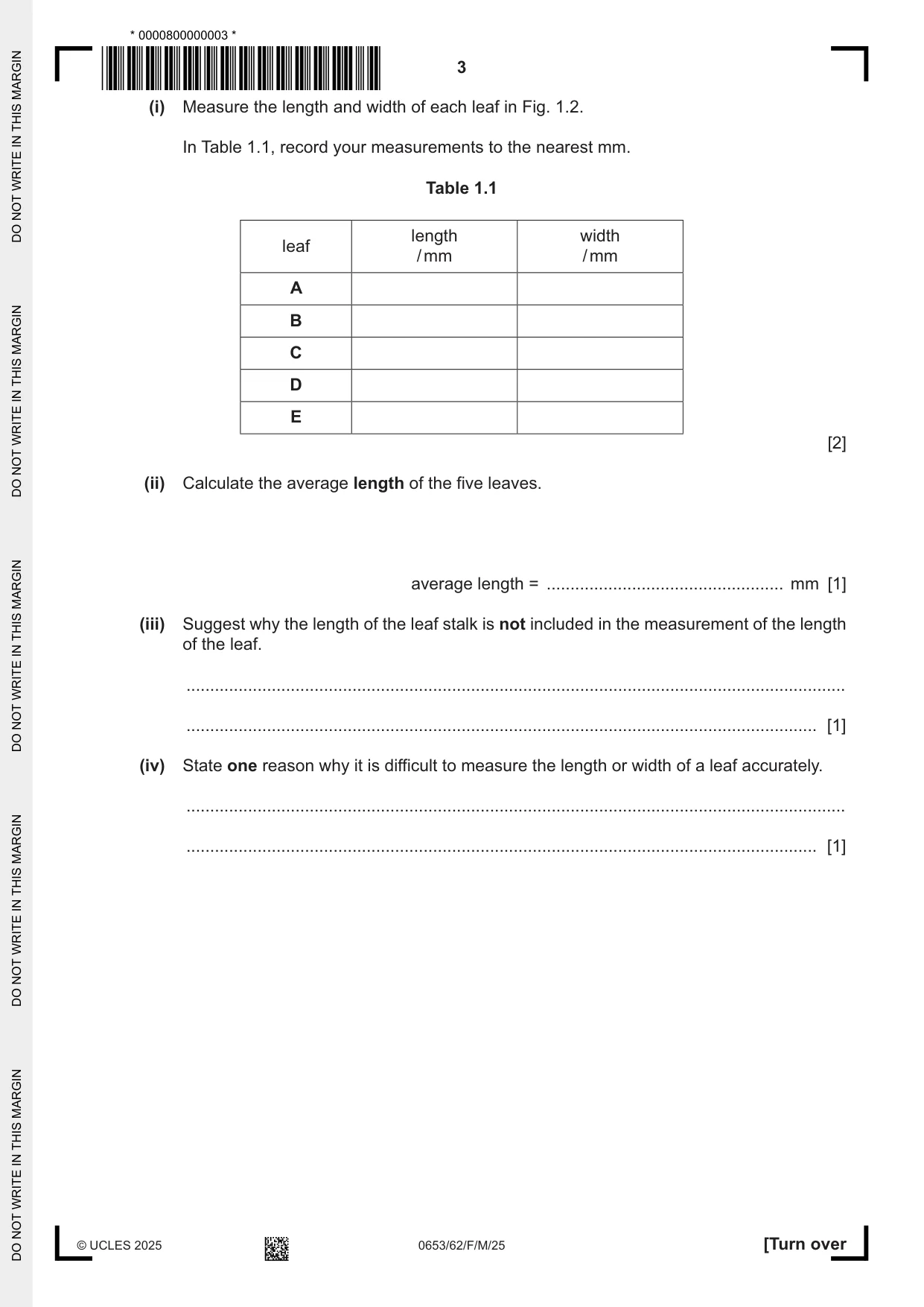 Cambridge IGCSE Science - Combined 0653 2025 Feb/March Paper 6 · Variant 2 question paper, page 3 of 16