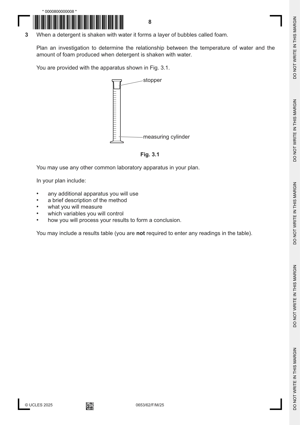 Cambridge IGCSE Science - Combined 0653 2025 Feb/March Paper 6 · Variant 2 question paper, page 8 of 16