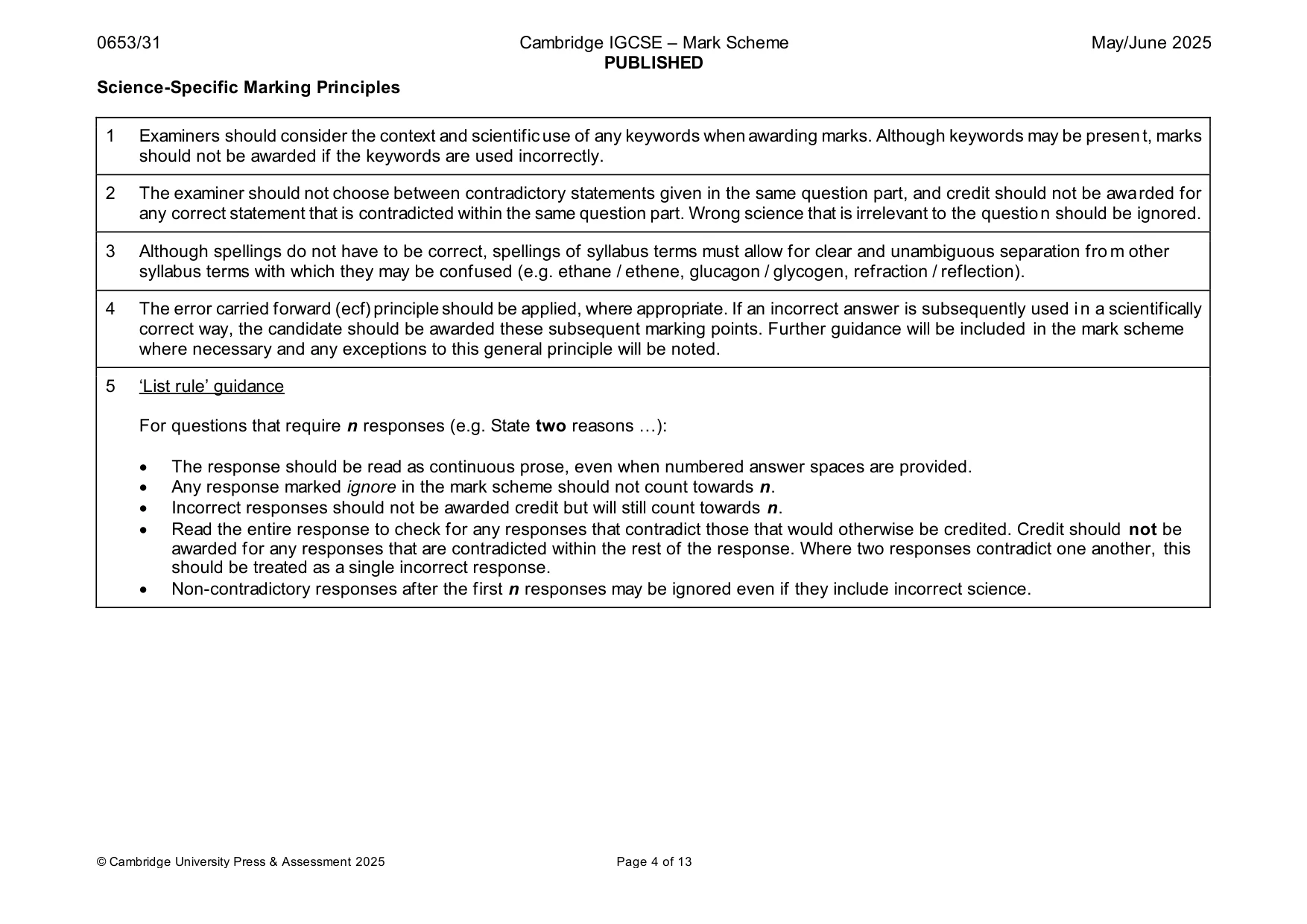 Mark scheme, page 4 of 13