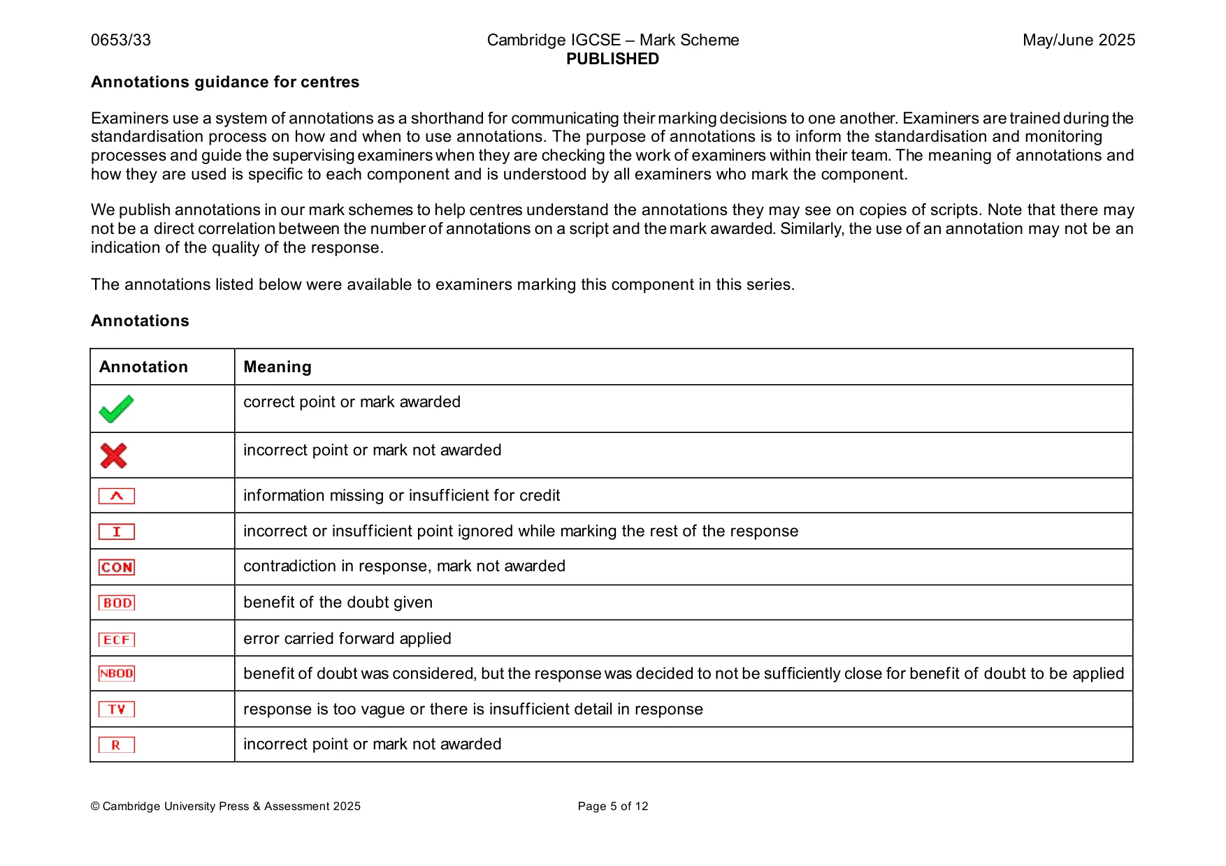 Mark scheme, page 5 of 12