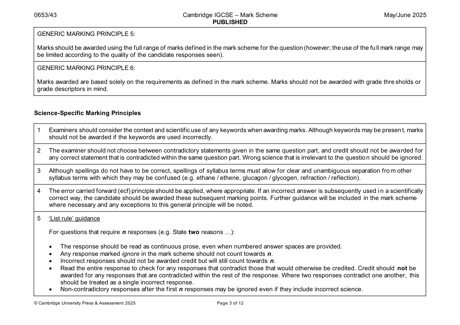 Mark scheme, page 3 of 12