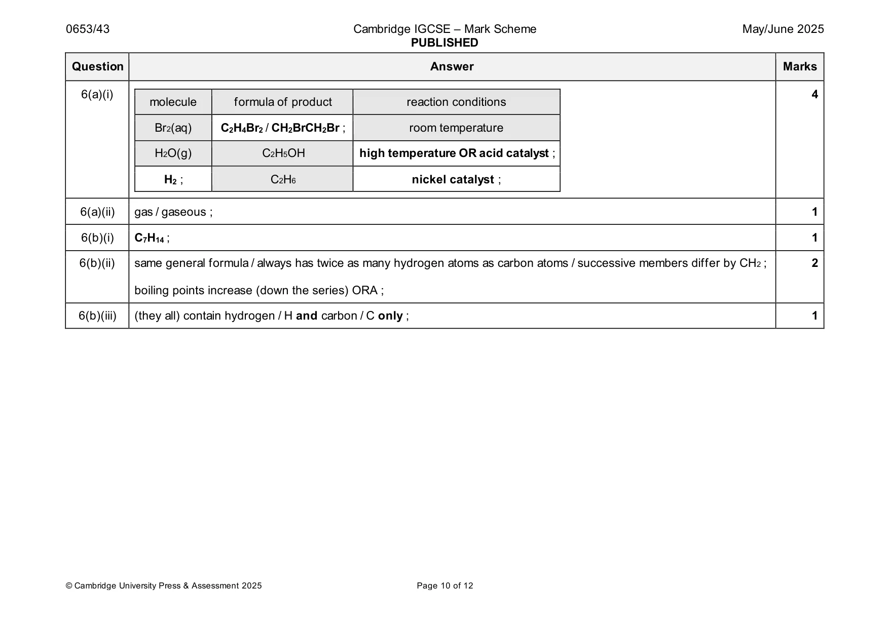 Mark scheme, page 10 of 12