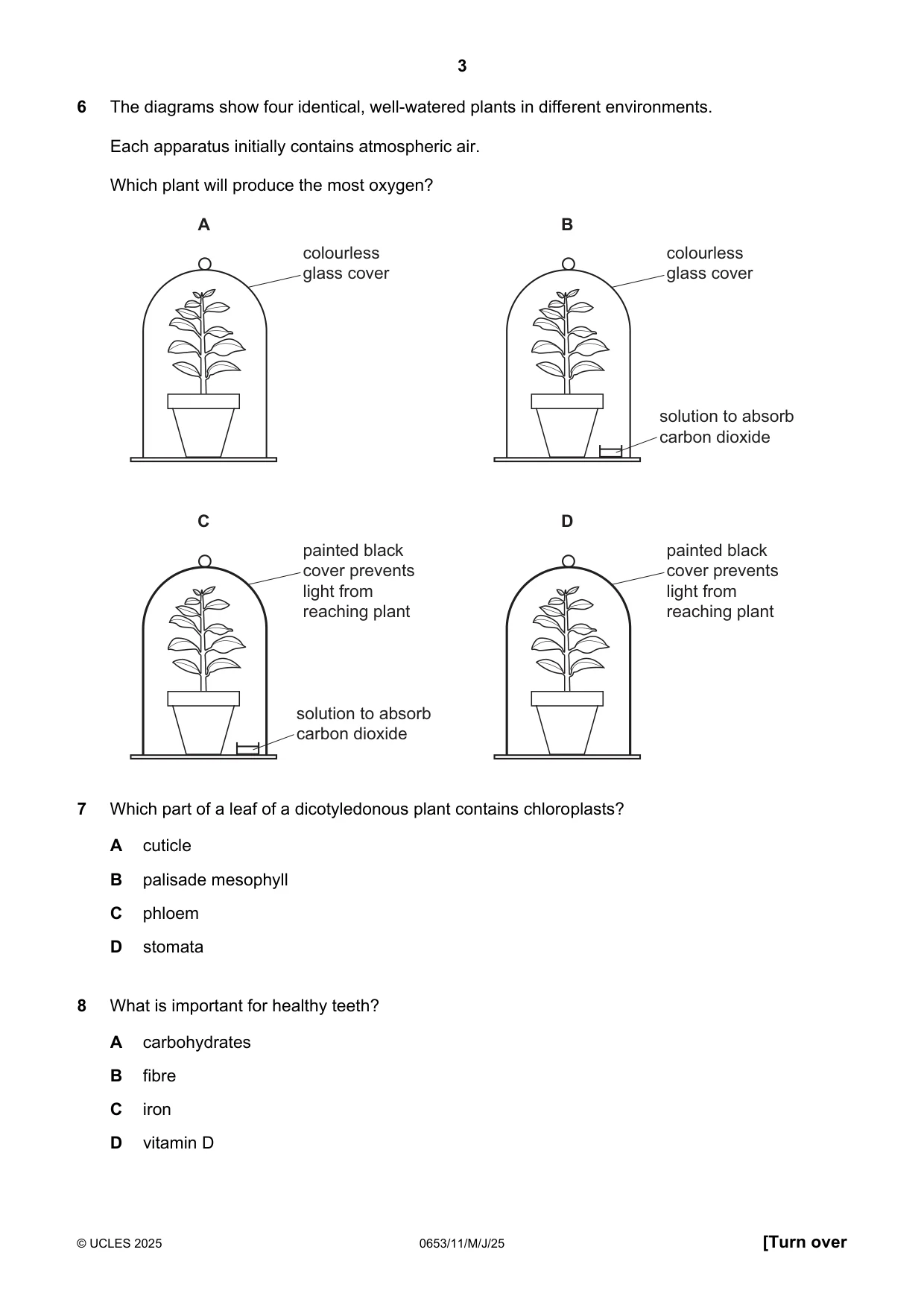 Cambridge IGCSE Science - Combined 0653 2025 May/June Paper 1 · Variant 1 question paper, page 3 of 16