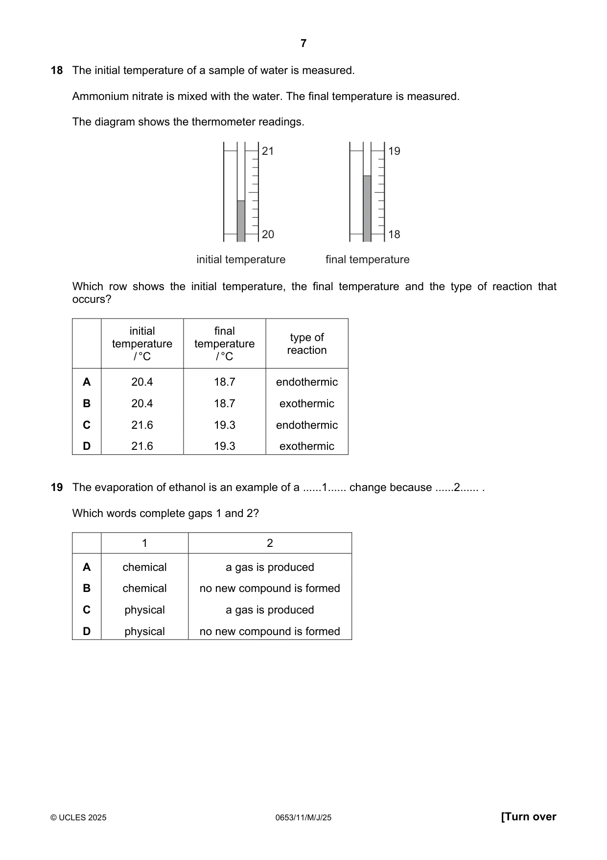 Cambridge IGCSE Science - Combined 0653 2025 May/June Paper 1 · Variant 1 question paper, page 7 of 16
