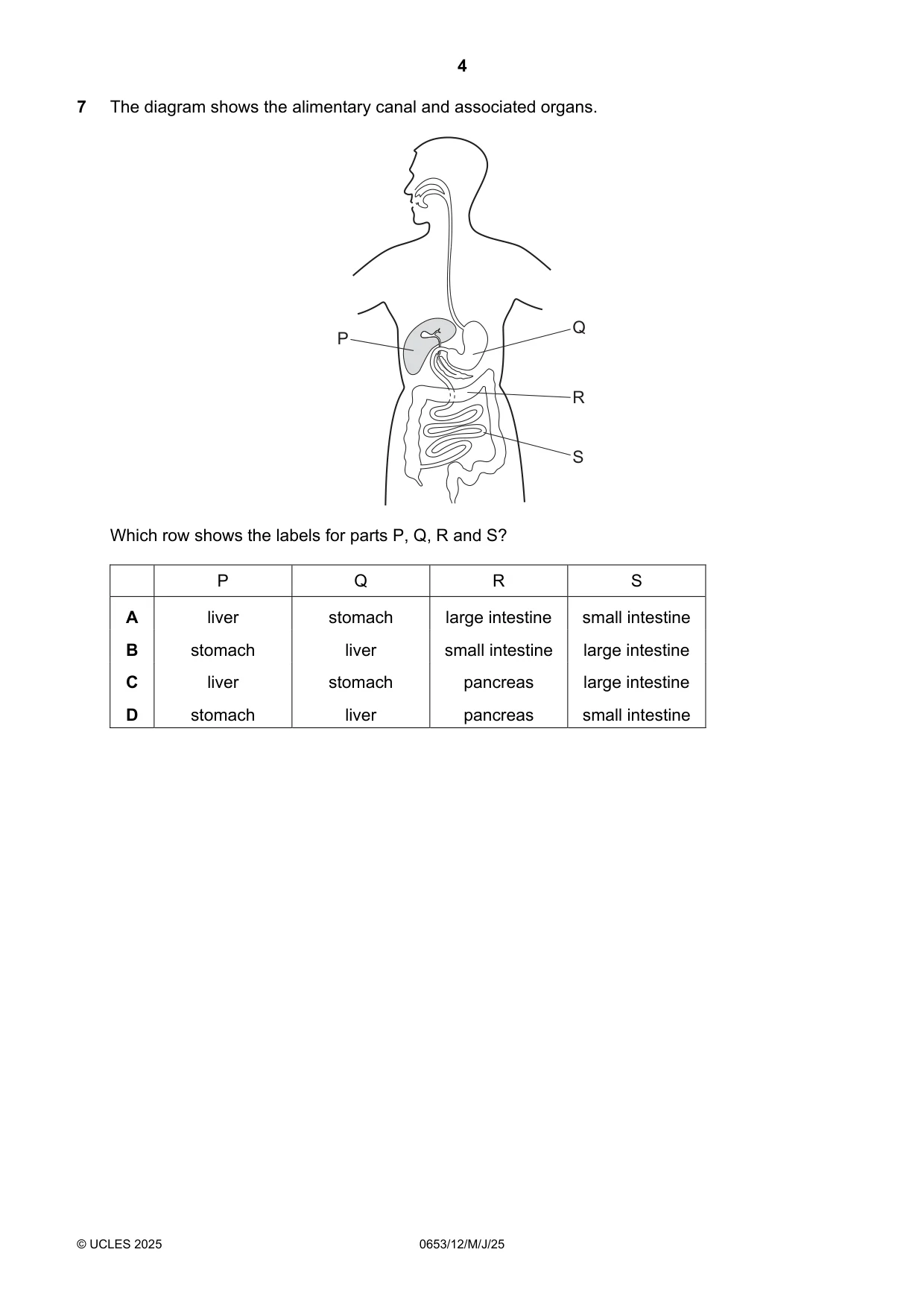 Cambridge IGCSE Science - Combined 0653 2025 May/June Paper 1 · Variant 2 question paper, page 4 of 16