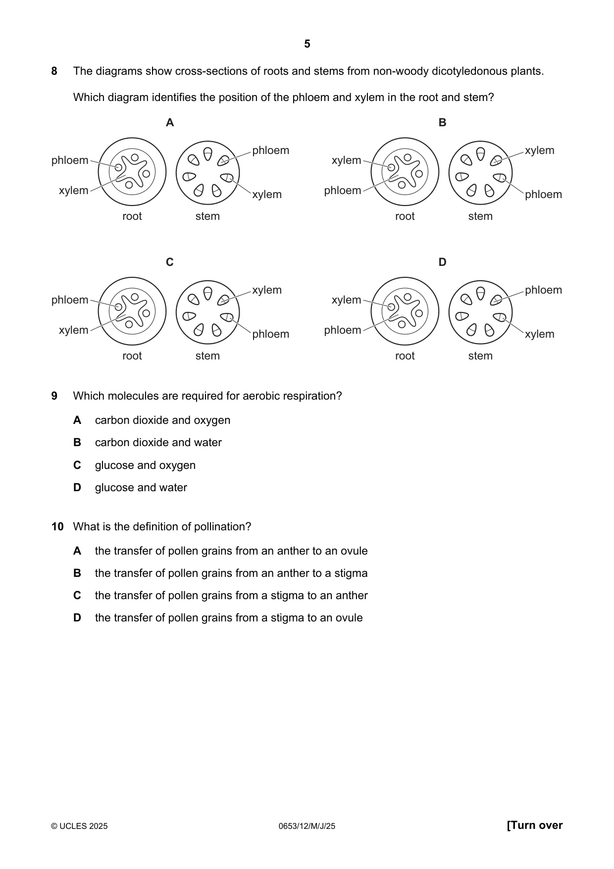 Cambridge IGCSE Science - Combined 0653 2025 May/June Paper 1 · Variant 2 question paper, page 5 of 16
