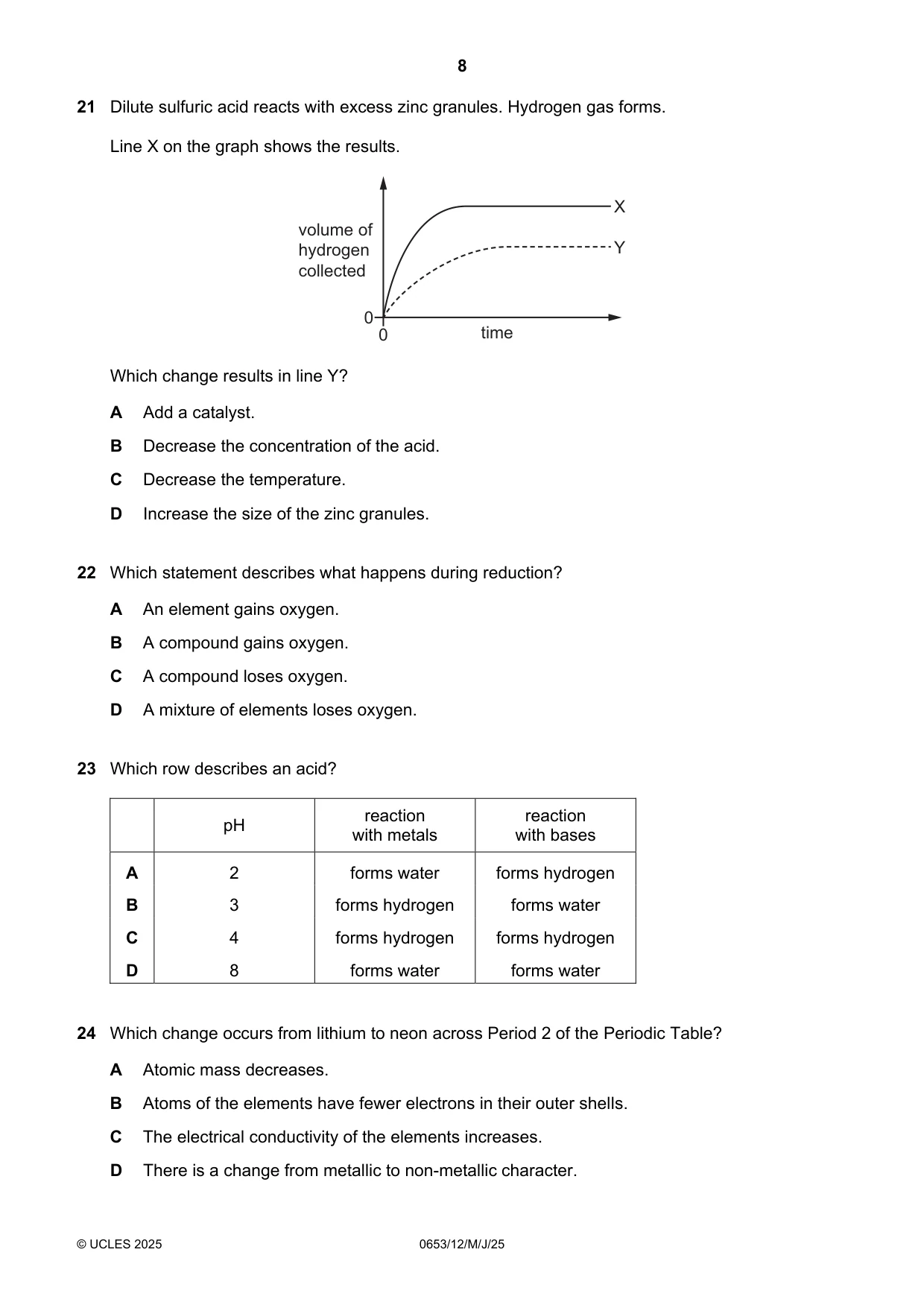 Cambridge IGCSE Science - Combined 0653 2025 May/June Paper 1 · Variant 2 question paper, page 8 of 16