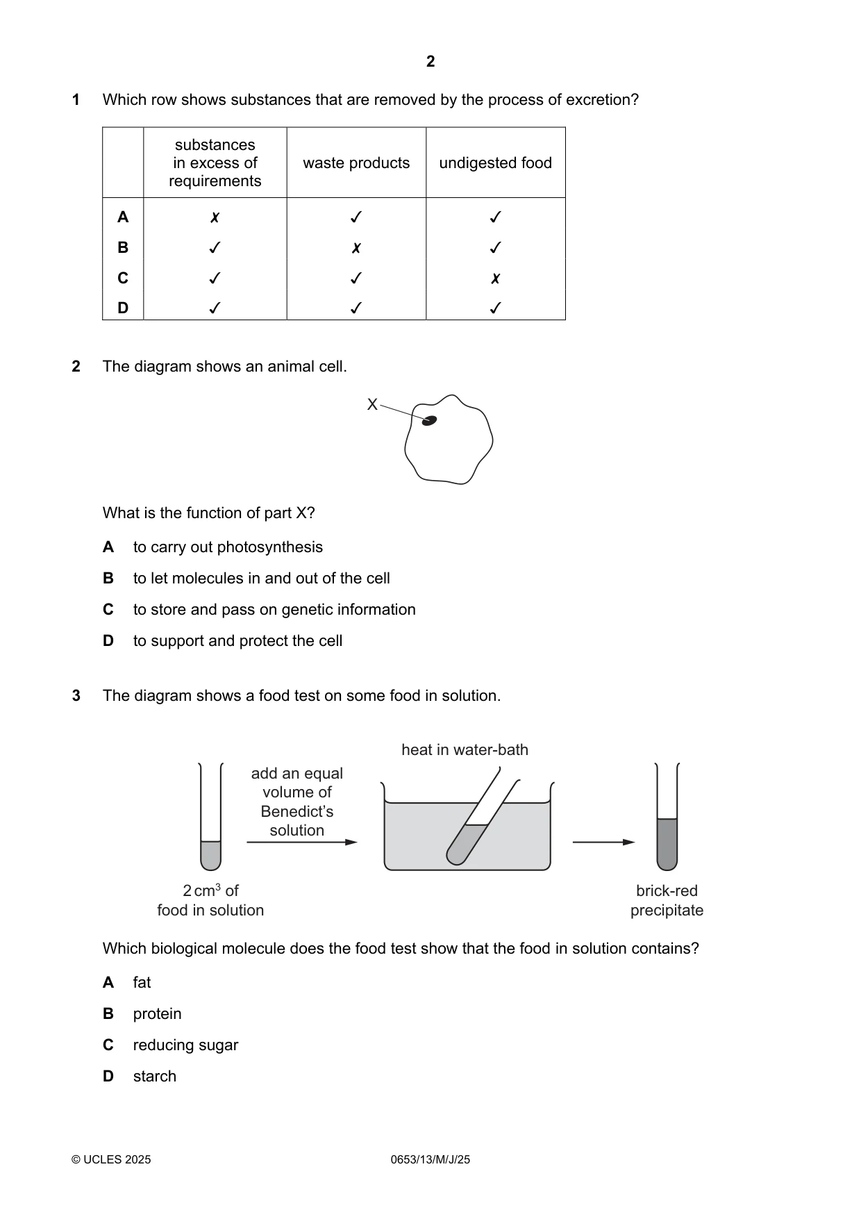 Cambridge IGCSE Science - Combined 0653 2025 May/June Paper 1 · Variant 3 question paper, page 2 of 16