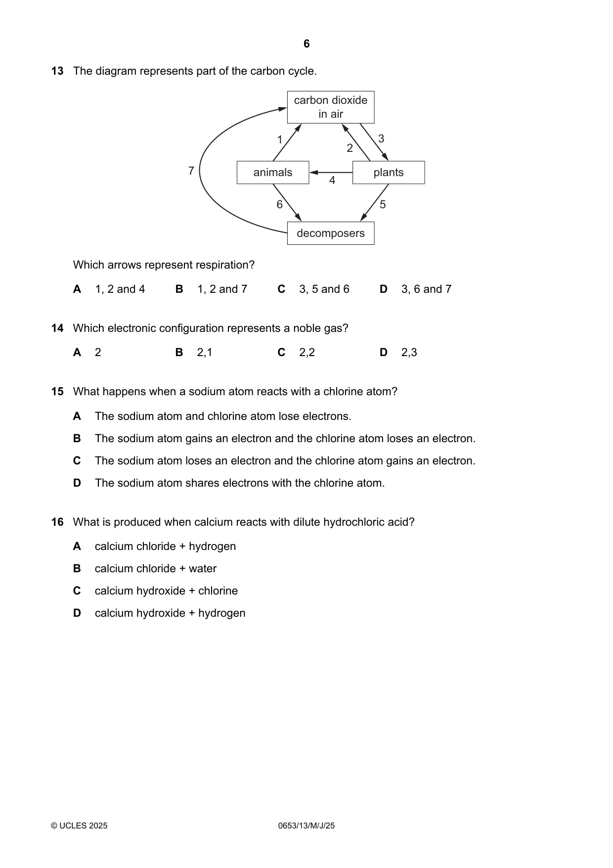 Cambridge IGCSE Science - Combined 0653 2025 May/June Paper 1 · Variant 3 question paper, page 6 of 16