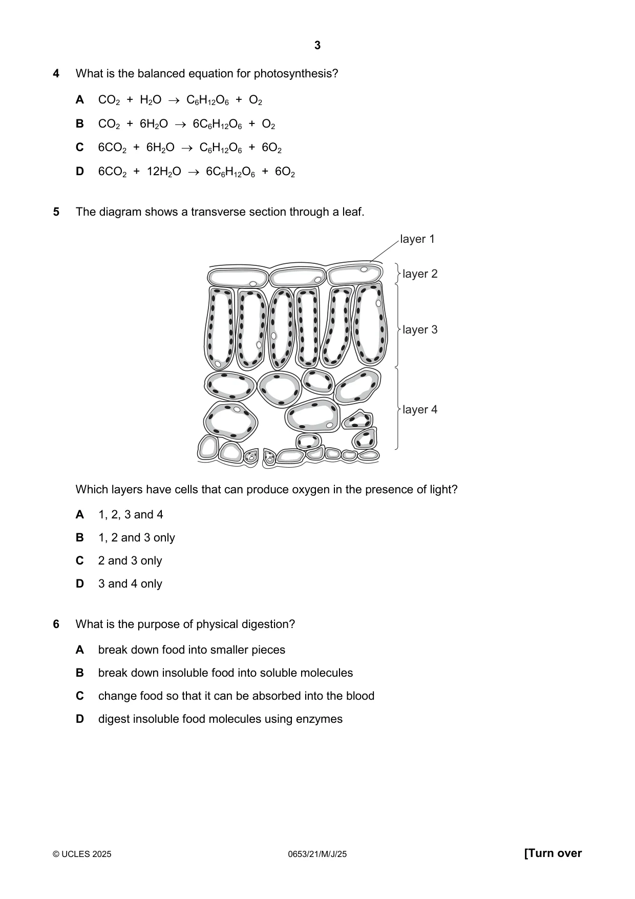 Cambridge IGCSE Science - Combined 0653 2025 May/June Paper 2 · Variant 1 question paper, page 3 of 16