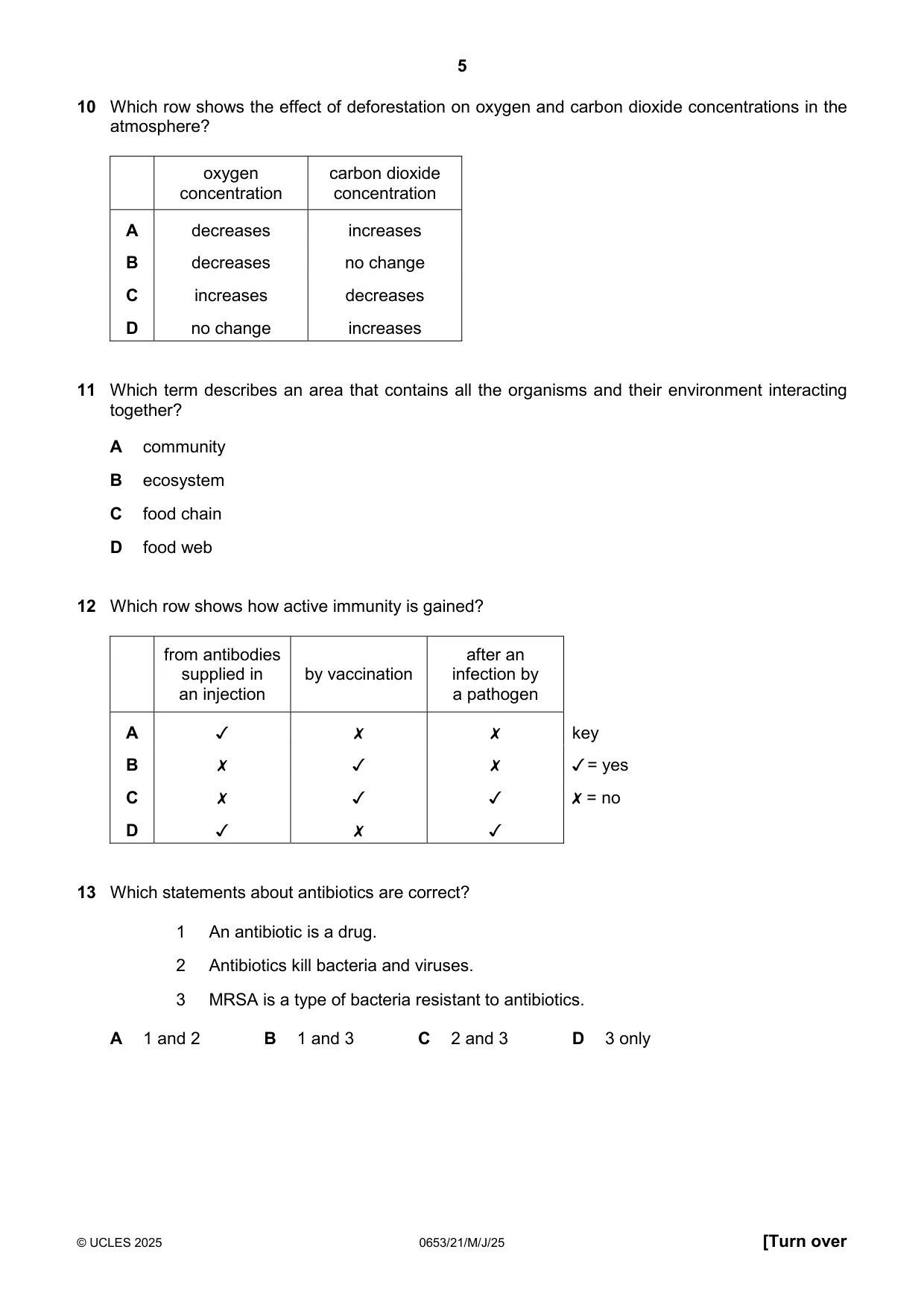 Cambridge IGCSE Science - Combined 0653 2025 May/June Paper 2 · Variant 1 question paper, page 5 of 16