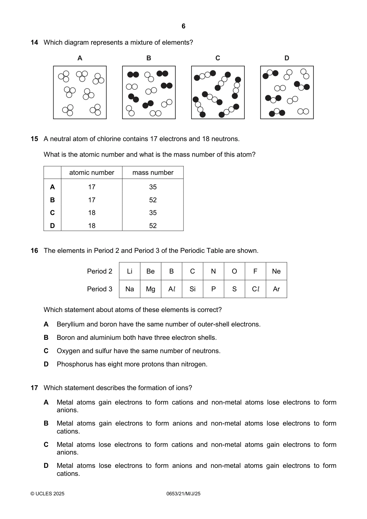 Cambridge IGCSE Science - Combined 0653 2025 May/June Paper 2 · Variant 1 question paper, page 6 of 16
