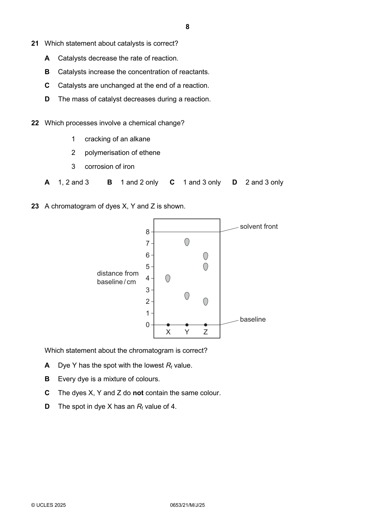Cambridge IGCSE Science - Combined 0653 2025 May/June Paper 2 · Variant 1 question paper, page 8 of 16