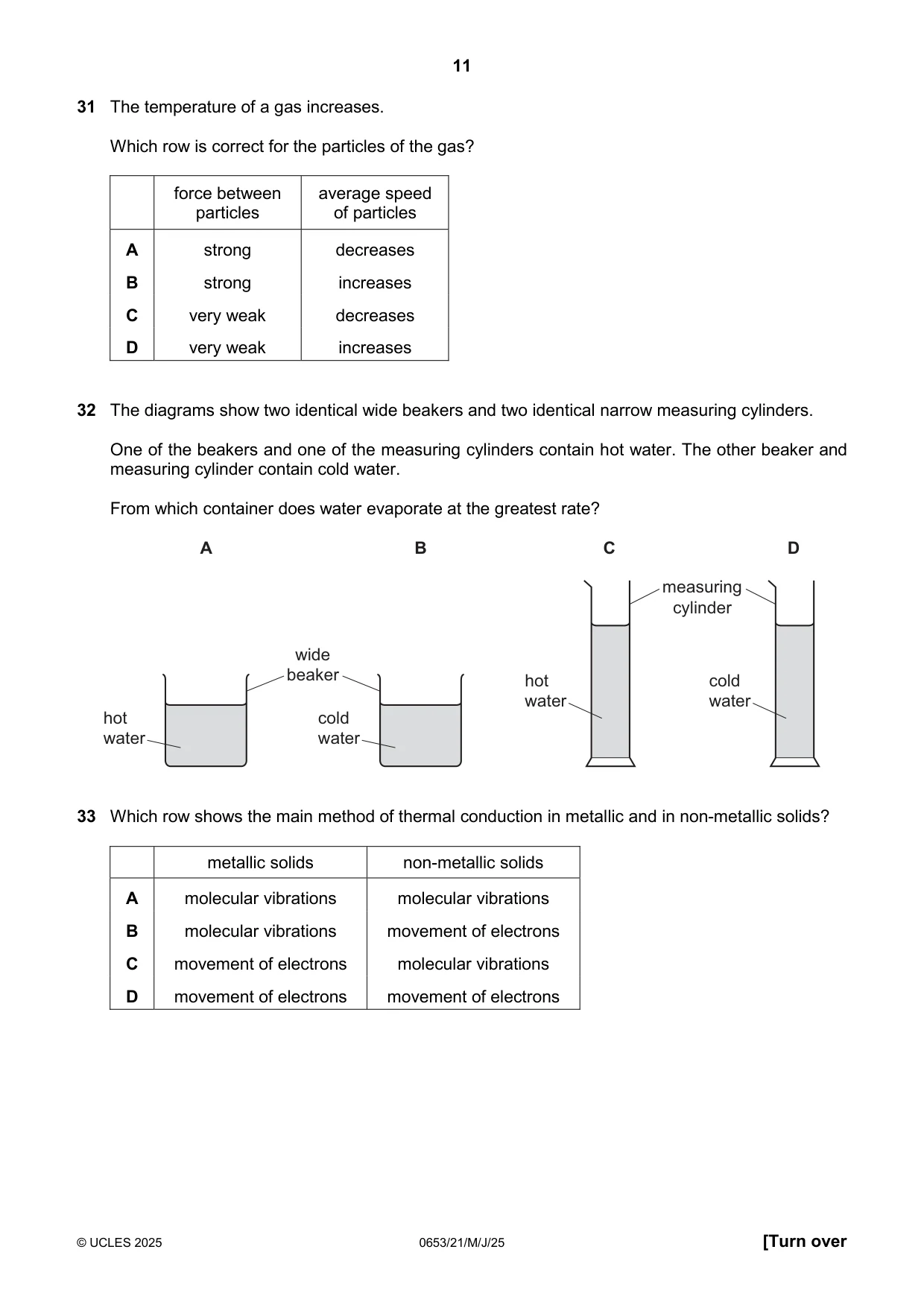 Cambridge IGCSE Science - Combined 0653 2025 May/June Paper 2 · Variant 1 question paper, page 11 of 16