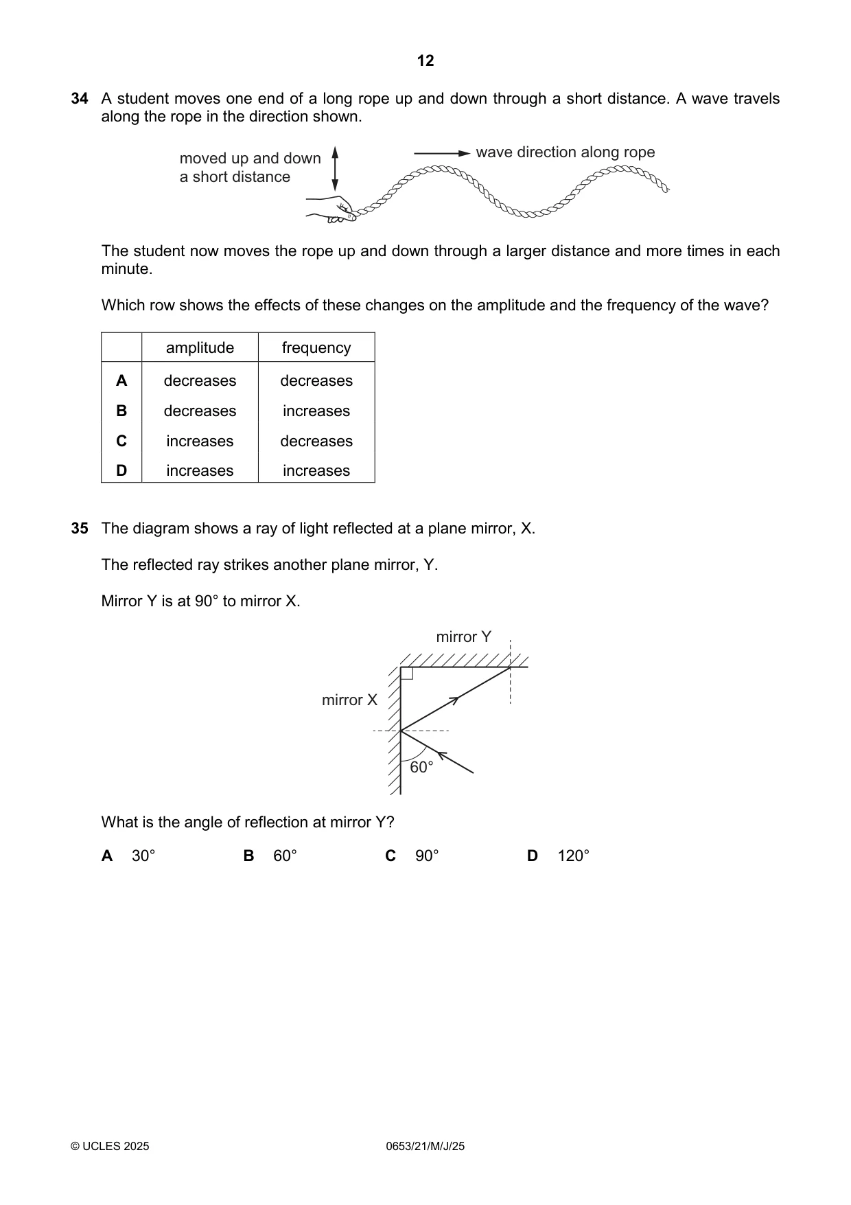 Cambridge IGCSE Science - Combined 0653 2025 May/June Paper 2 · Variant 1 question paper, page 12 of 16