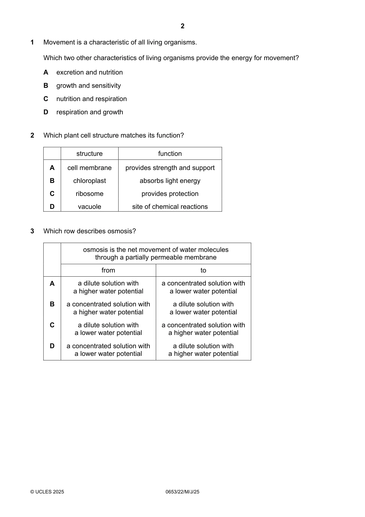 Cambridge IGCSE Science - Combined 0653 2025 May/June Paper 2 · Variant 2 question paper, page 2 of 16