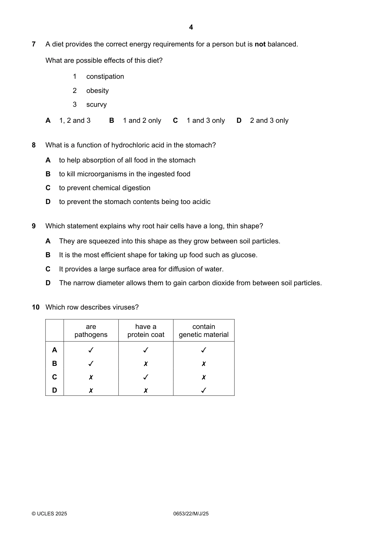 Cambridge IGCSE Science - Combined 0653 2025 May/June Paper 2 · Variant 2 question paper, page 4 of 16