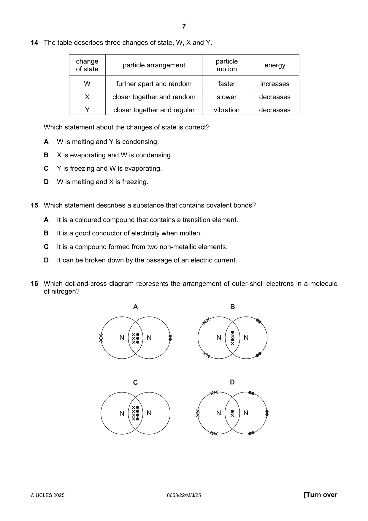 Cambridge IGCSE Science - Combined 0653 2025 May/June Paper 2 · Variant 2 question paper, page 7 of 16