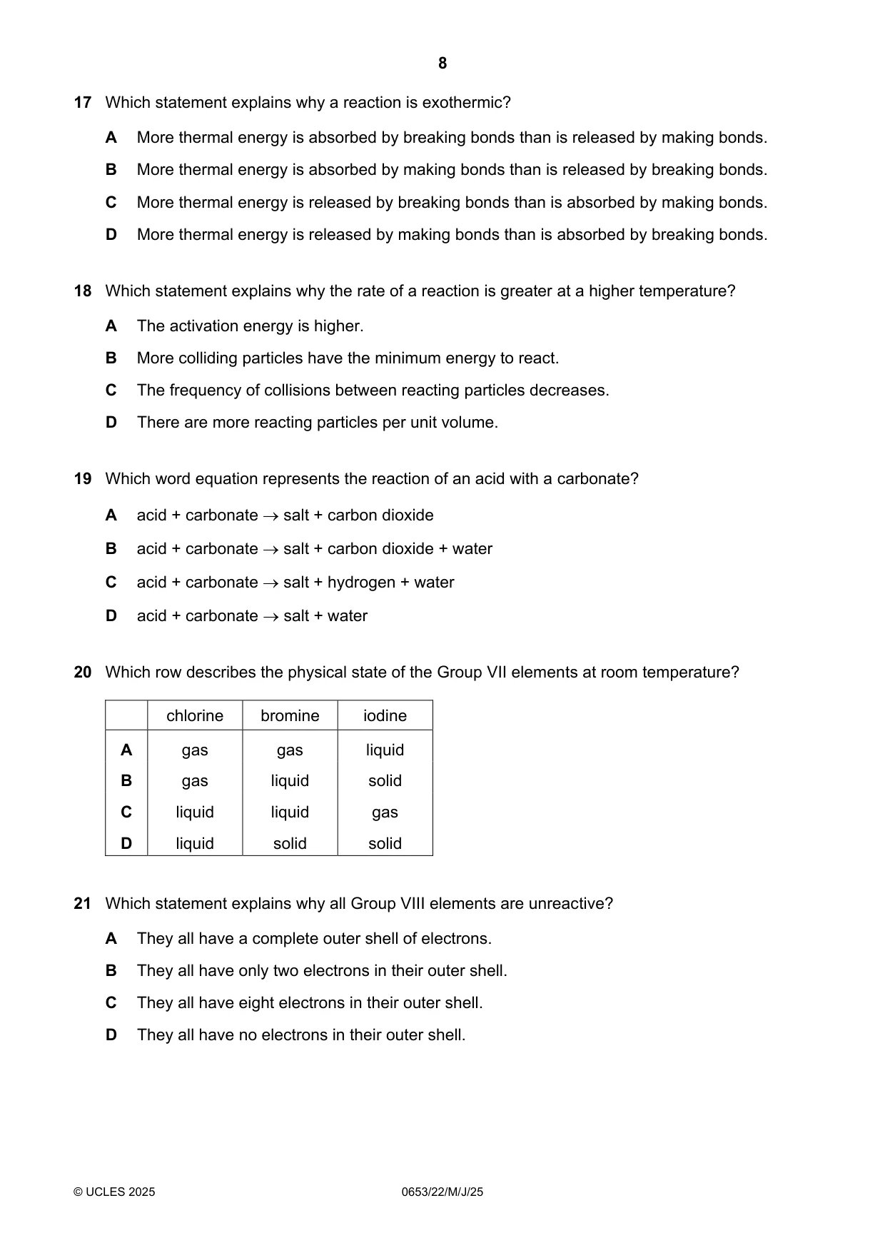 Cambridge IGCSE Science - Combined 0653 2025 May/June Paper 2 · Variant 2 question paper, page 8 of 16