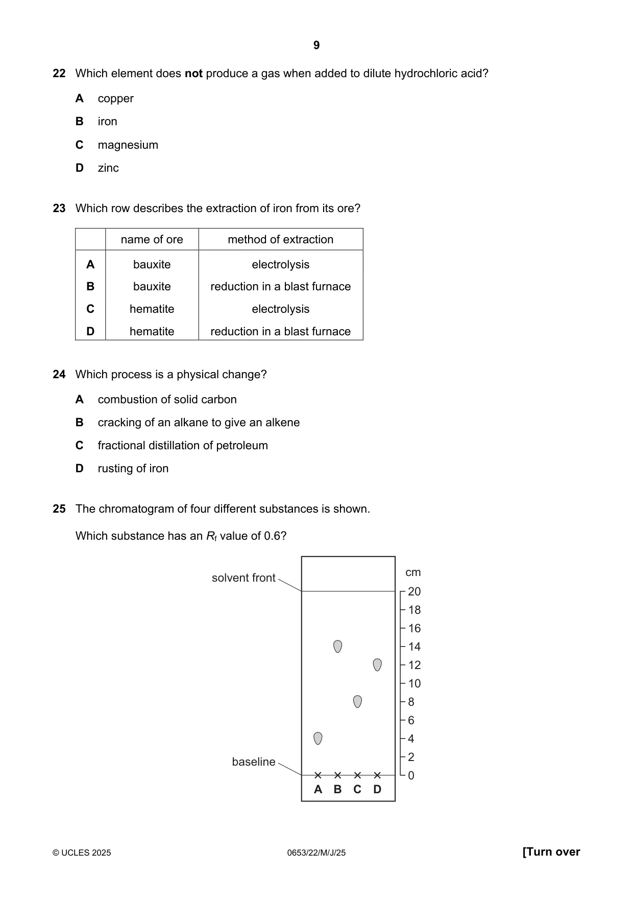 Cambridge IGCSE Science - Combined 0653 2025 May/June Paper 2 · Variant 2 question paper, page 9 of 16