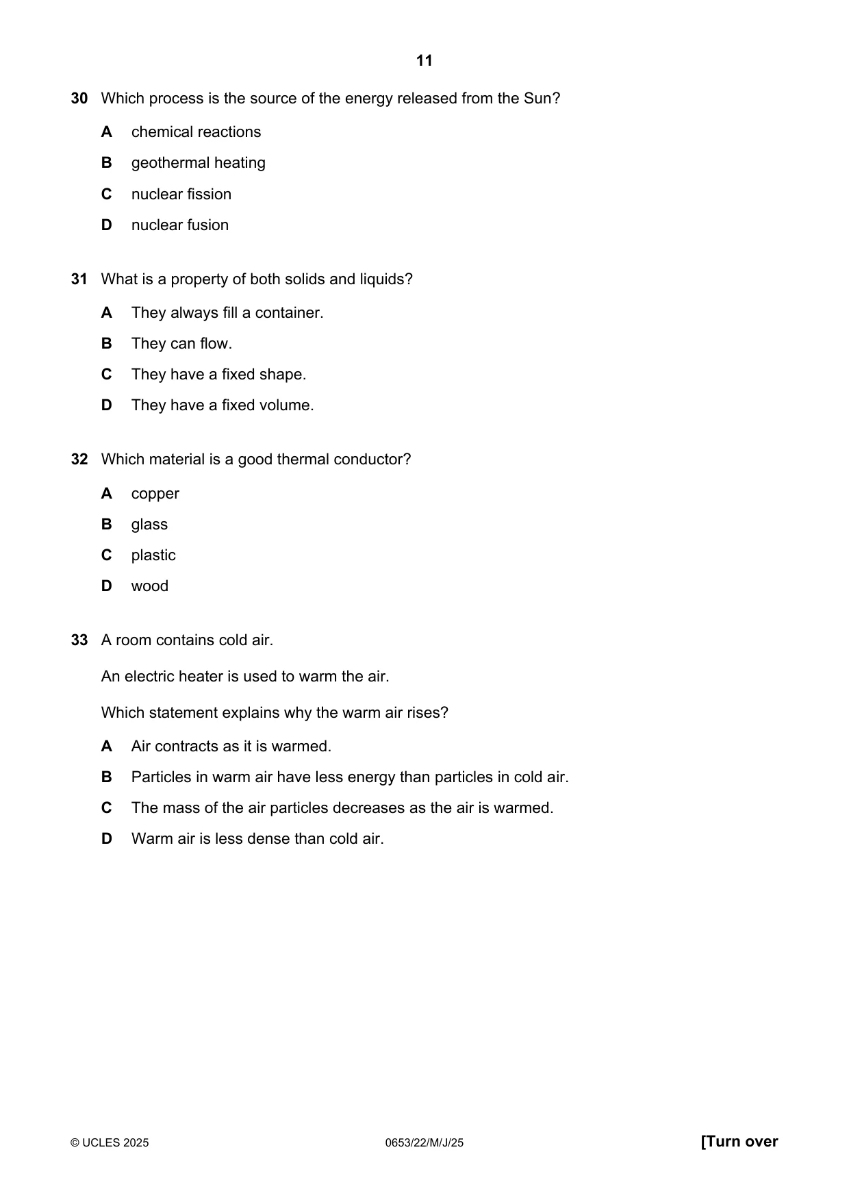 Cambridge IGCSE Science - Combined 0653 2025 May/June Paper 2 · Variant 2 question paper, page 11 of 16