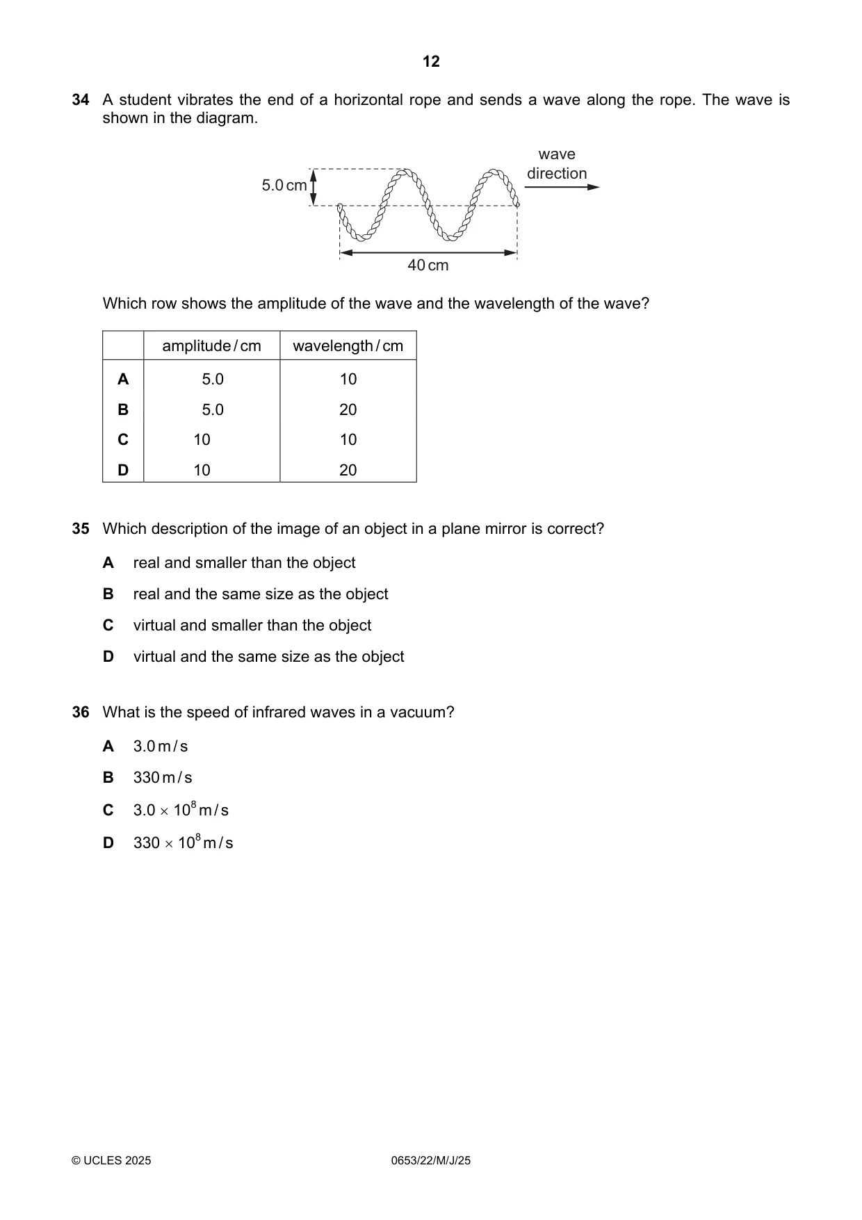 Cambridge IGCSE Science - Combined 0653 2025 May/June Paper 2 · Variant 2 question paper, page 12 of 16