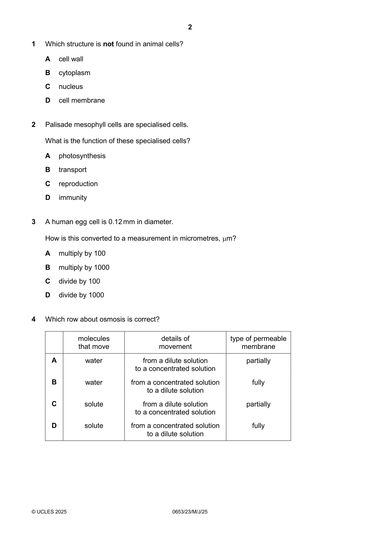 Cambridge IGCSE Science - Combined 0653 2025 May/June Paper 2 · Variant 3 question paper, page 2 of 16