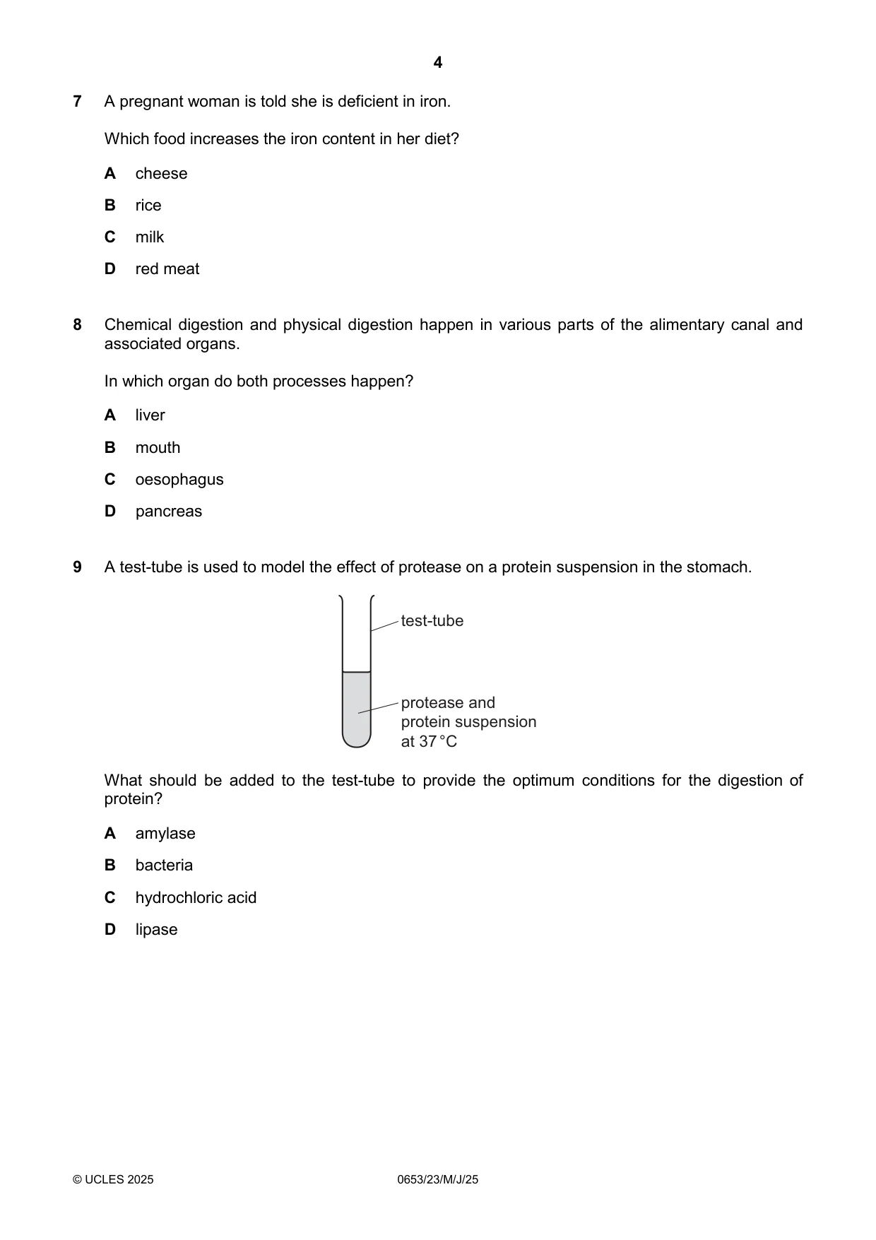 Cambridge IGCSE Science - Combined 0653 2025 May/June Paper 2 · Variant 3 question paper, page 4 of 16
