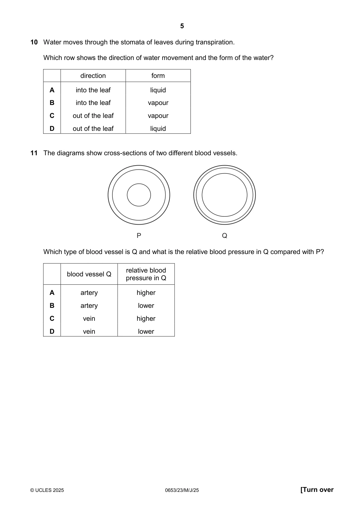 Cambridge IGCSE Science - Combined 0653 2025 May/June Paper 2 · Variant 3 question paper, page 5 of 16