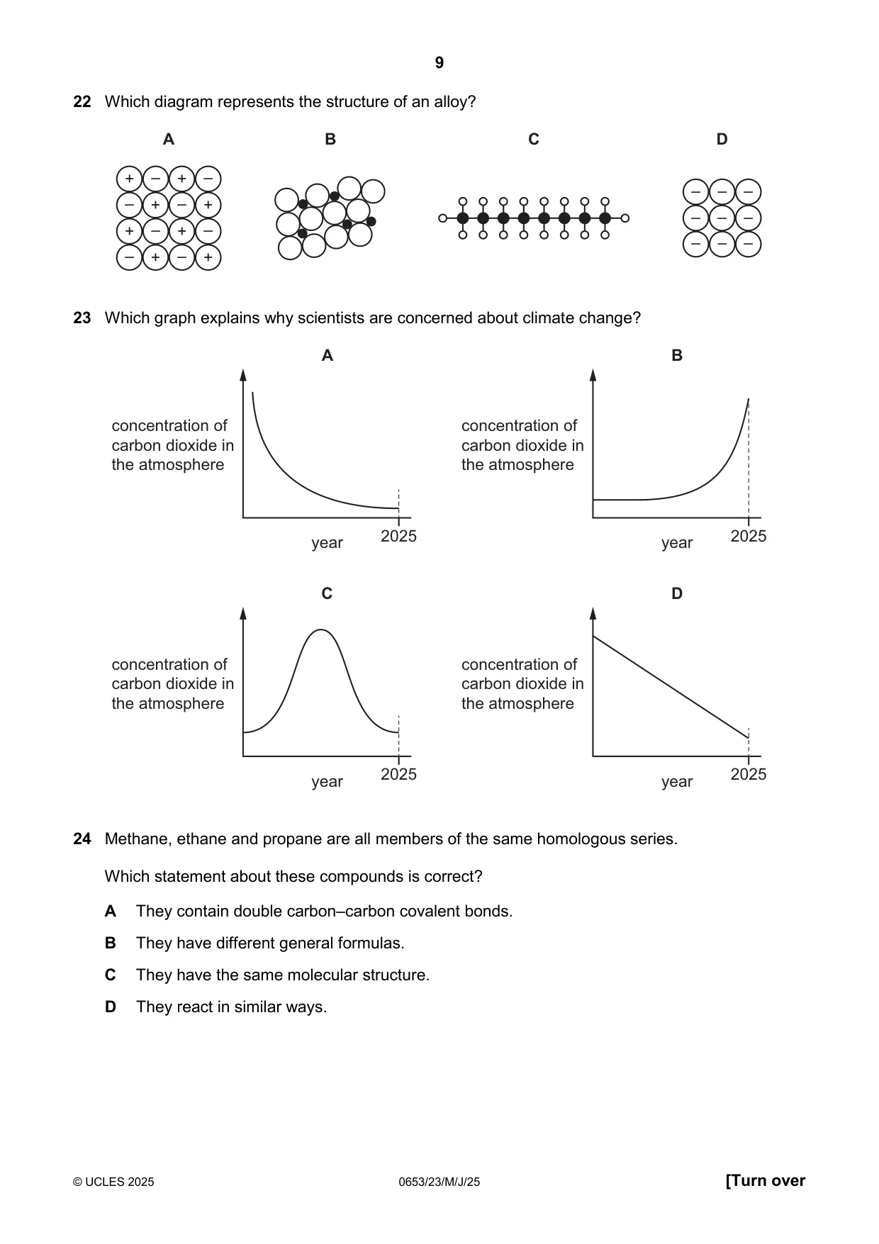Cambridge IGCSE Science - Combined 0653 2025 May/June Paper 2 · Variant 3 question paper, page 9 of 16