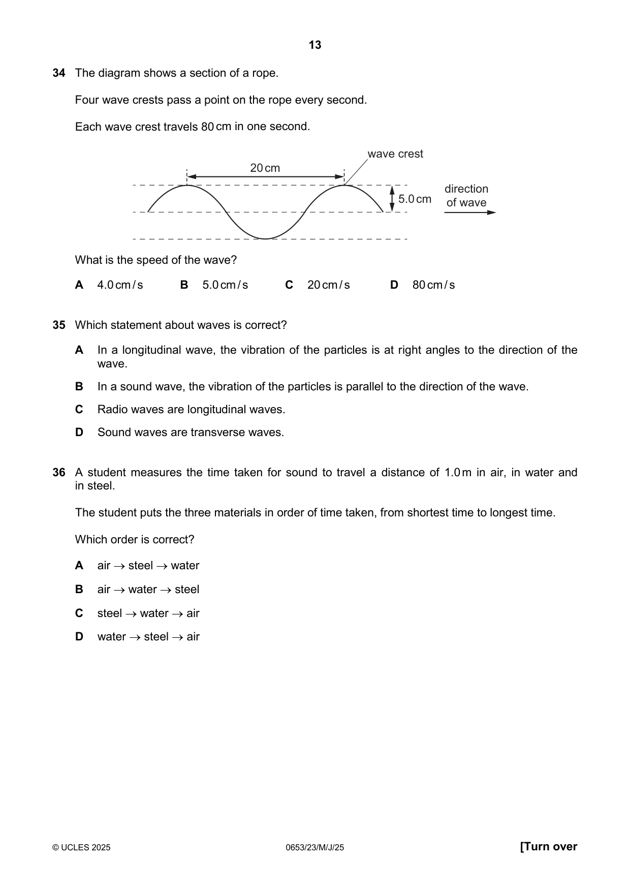 Cambridge IGCSE Science - Combined 0653 2025 May/June Paper 2 · Variant 3 question paper, page 13 of 16