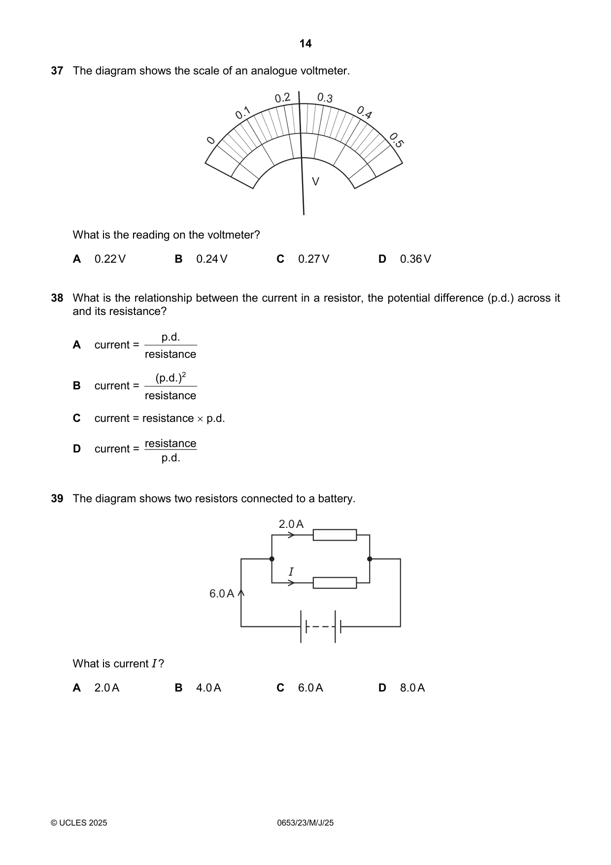Cambridge IGCSE Science - Combined 0653 2025 May/June Paper 2 · Variant 3 question paper, page 14 of 16