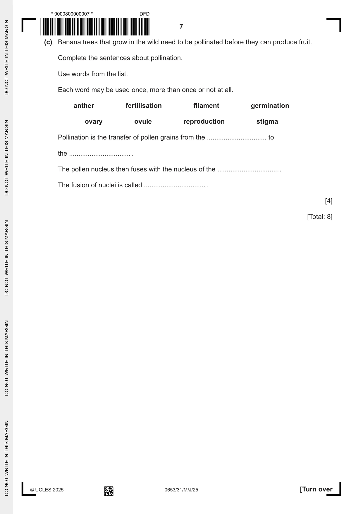 Cambridge IGCSE Science - Combined 0653 2025 May/June Paper 3 · Variant 1 question paper, page 7 of 20