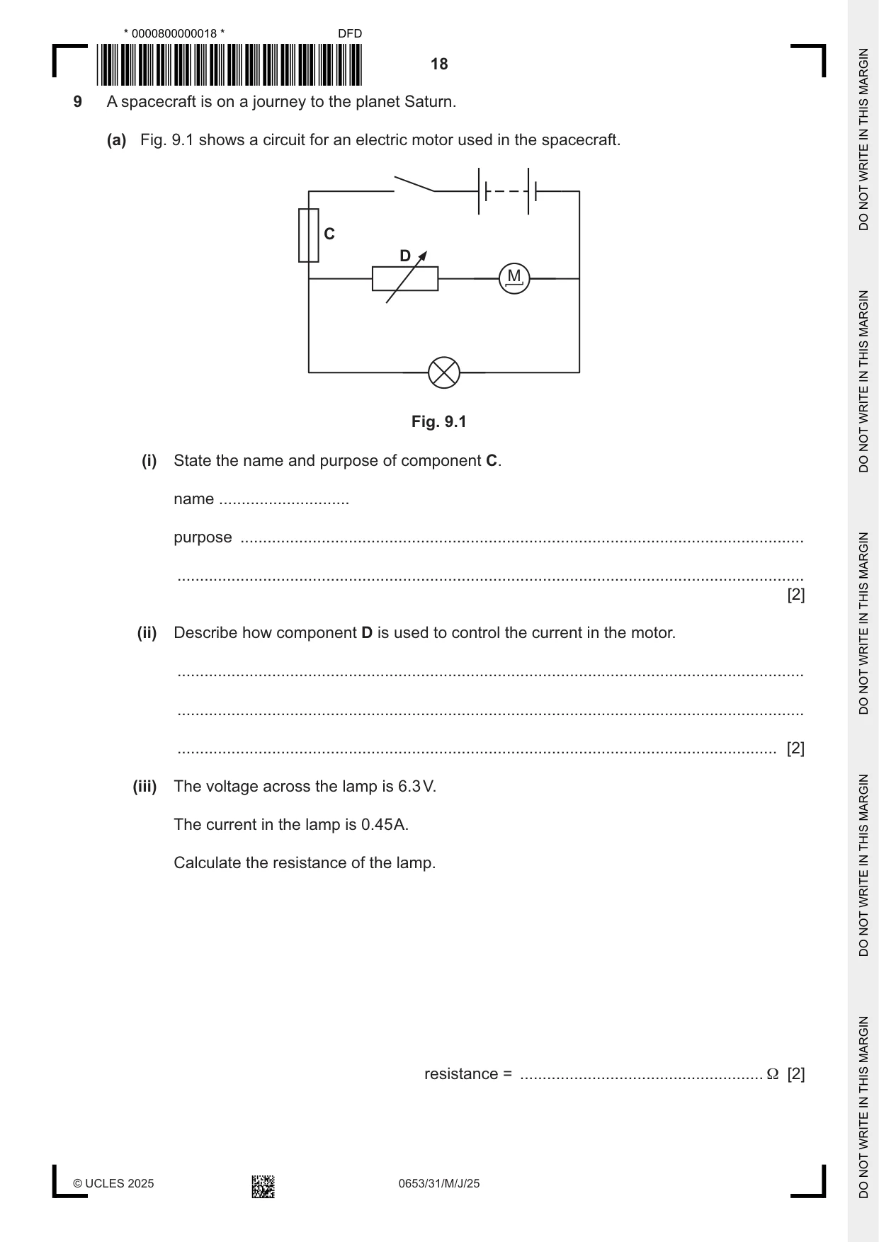 Cambridge IGCSE Science - Combined 0653 2025 May/June Paper 3 · Variant 1 question paper, page 18 of 20
