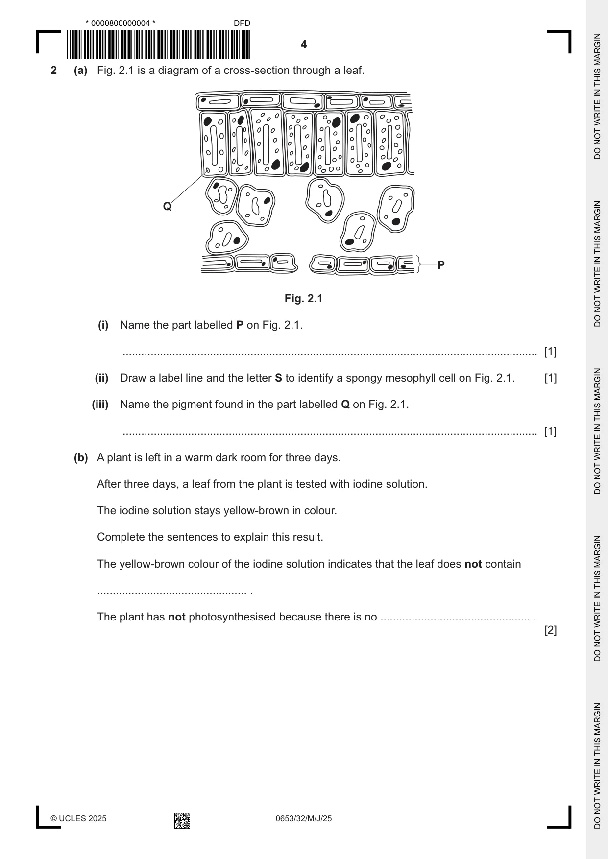 Cambridge IGCSE Science - Combined 0653 2025 May/June Paper 3 · Variant 2 question paper, page 4 of 20